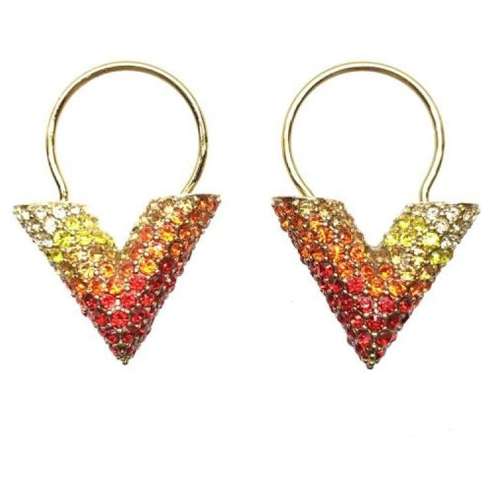 Louis Vuitton Essential V Strass Hoop Earrings In Gold