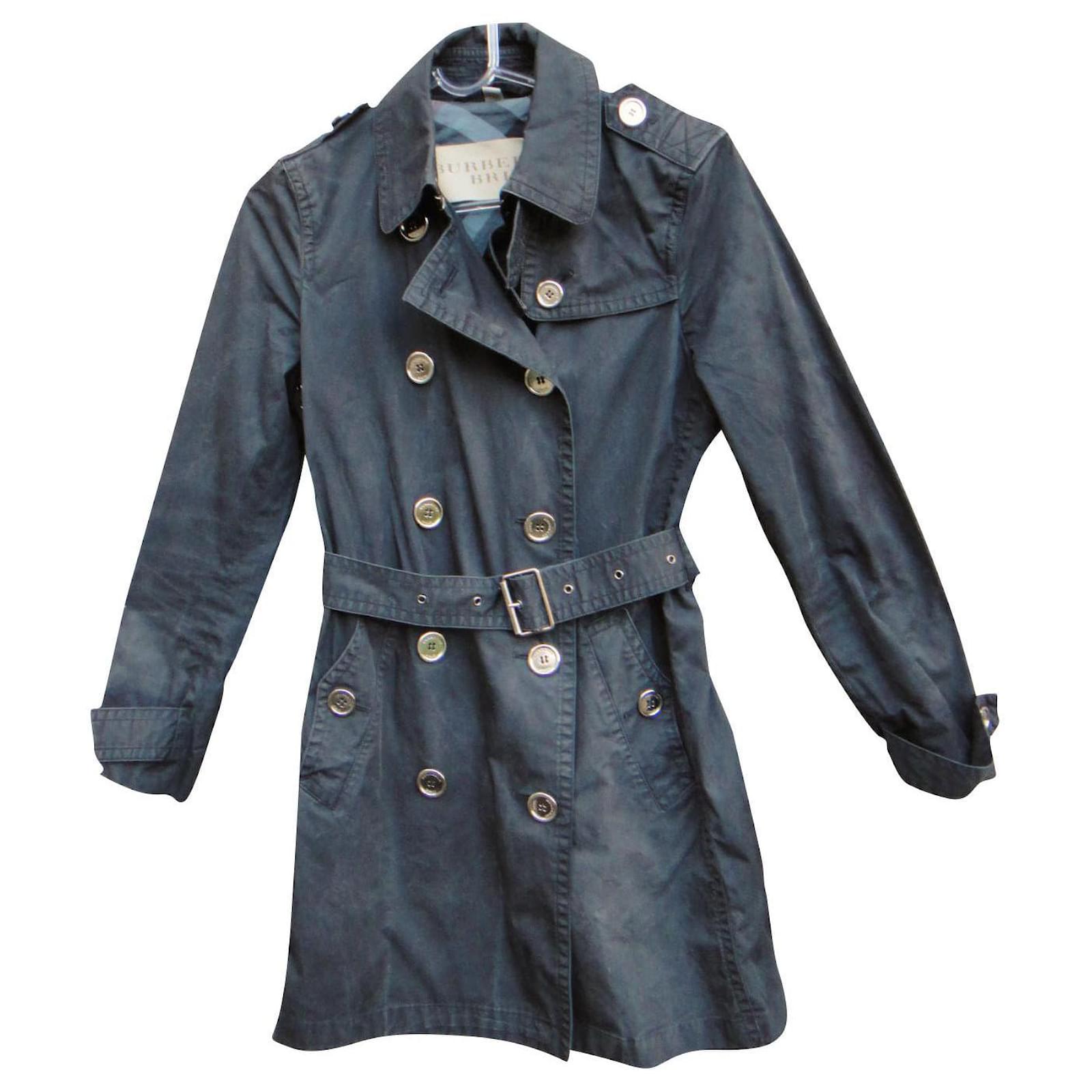 Burberry Brit trench coat size 34 Black Cotton  - Joli Closet