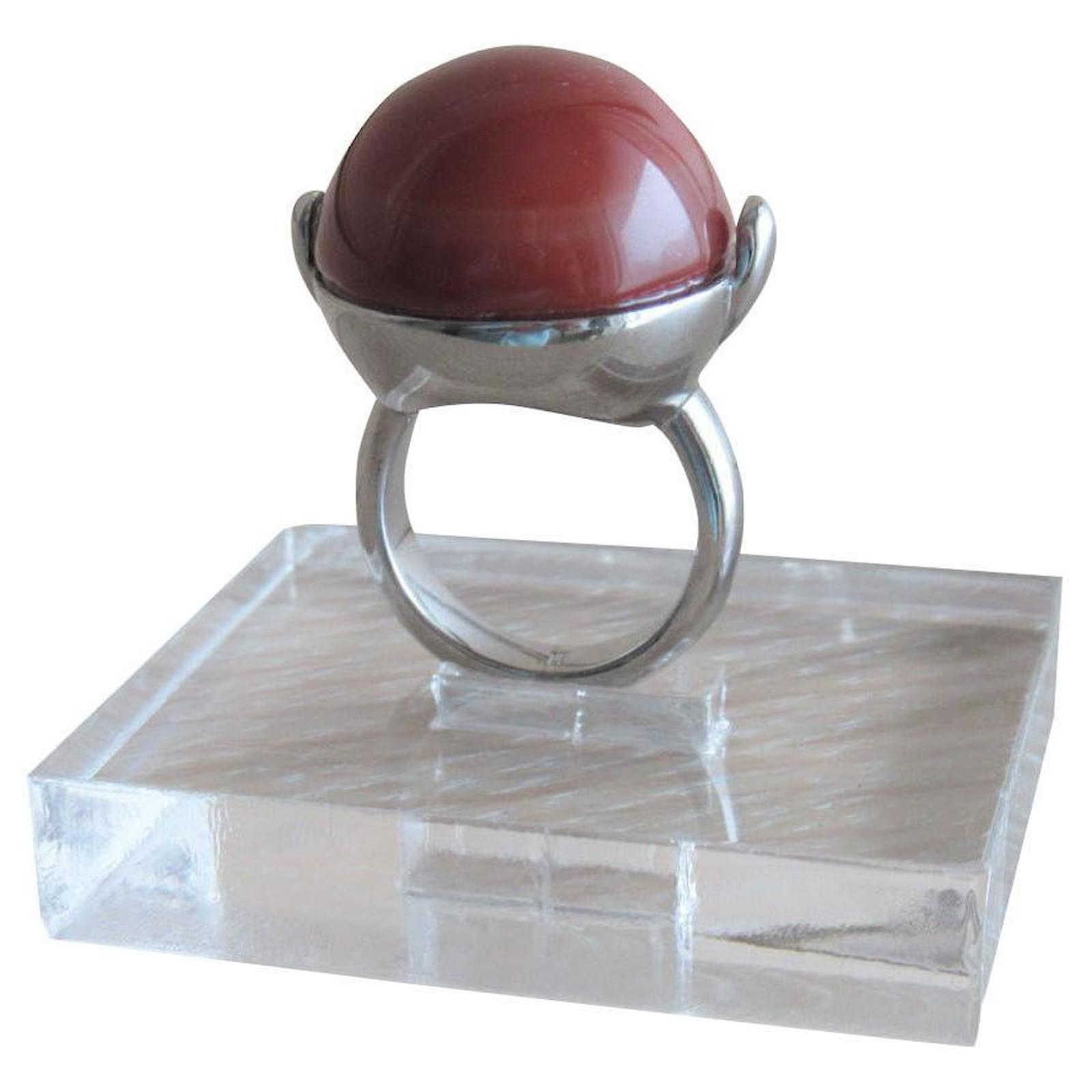 Autre Marque New Dyrberg/Kern ring with carnelian 54 Silver Silver-plated ref.498193 - Joli Closet