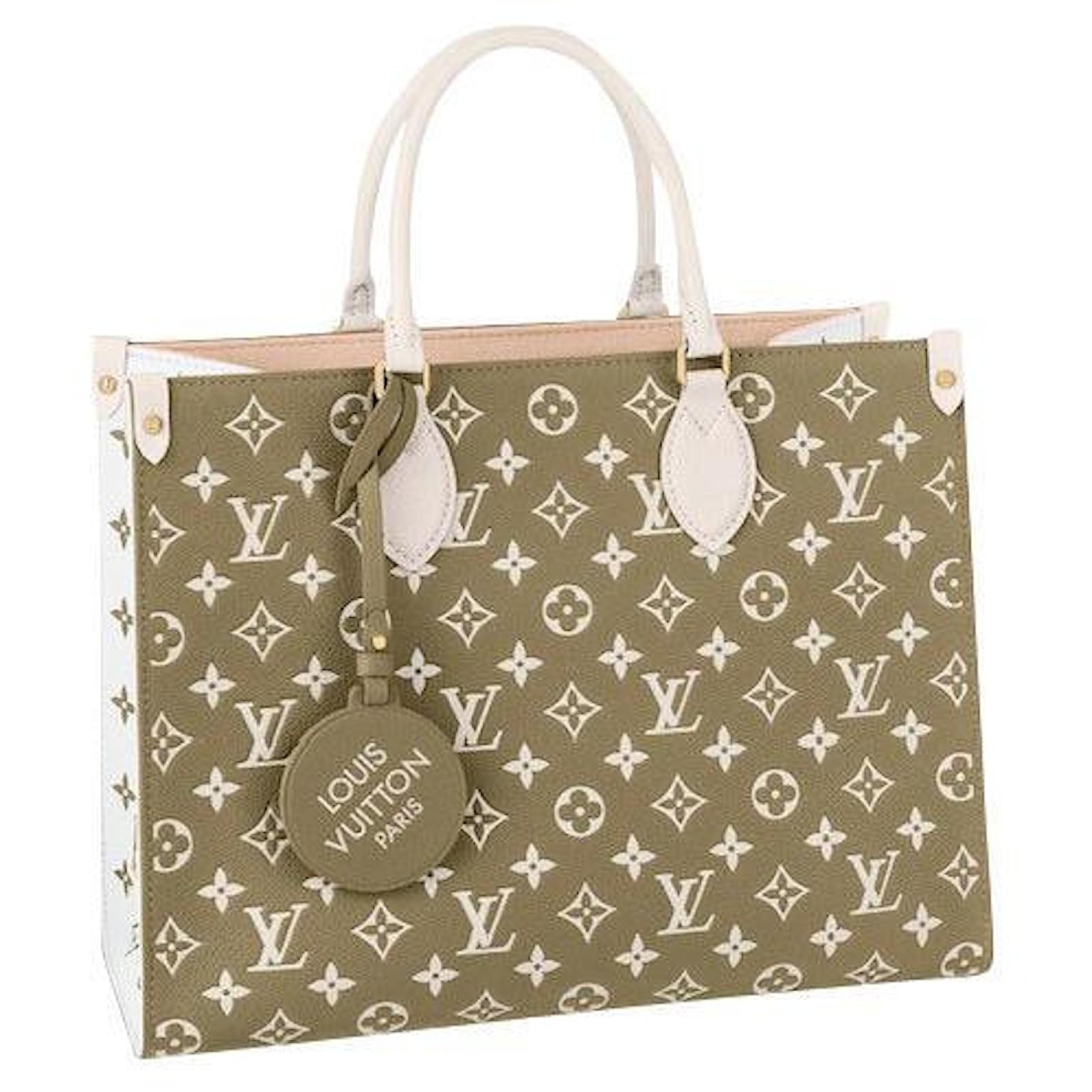 Cream Monogram Empreinte Leather OnTheGo MM - Leather Tote Bag for