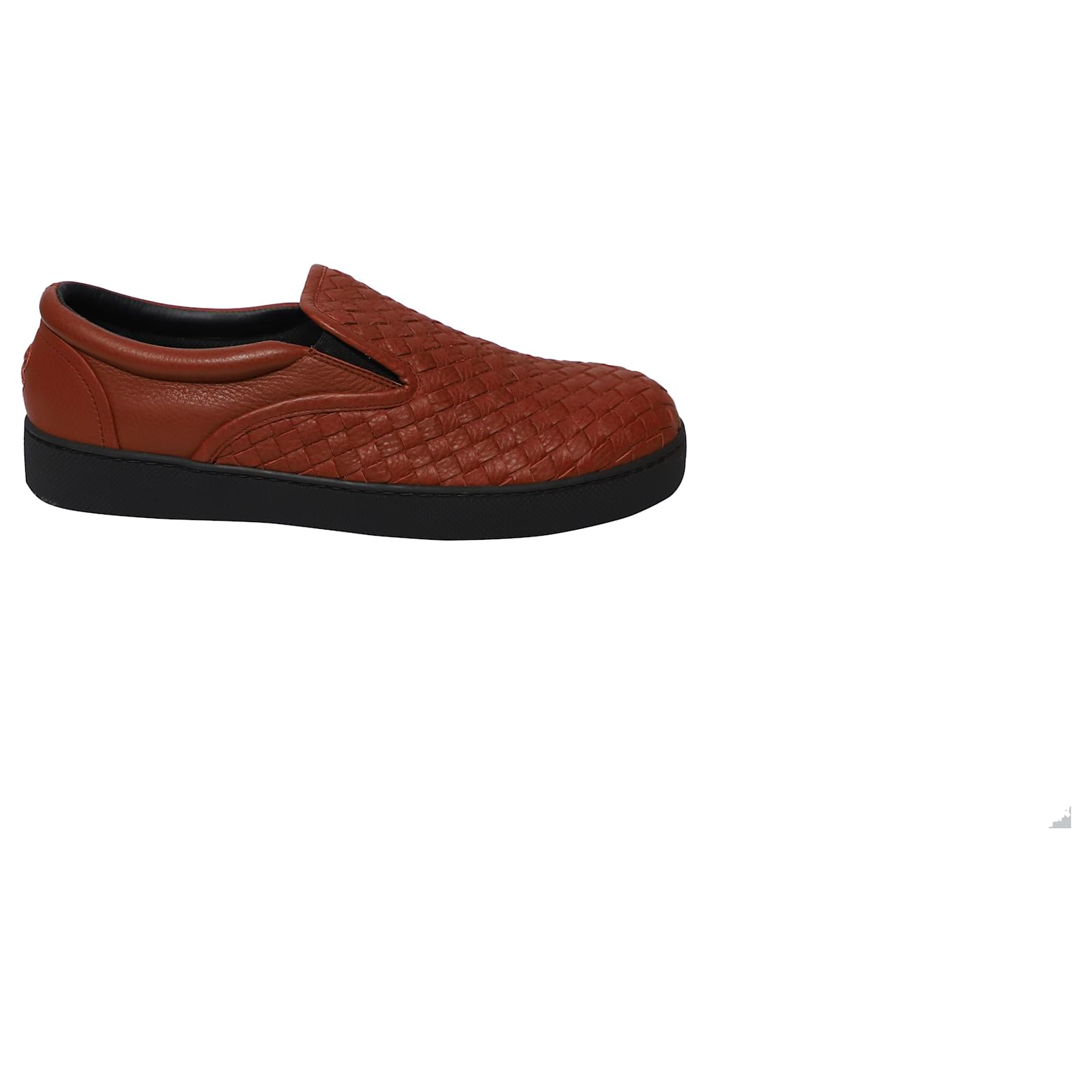 Bottega Veneta Intrecciato Slip-On Sneakers in Burgundy