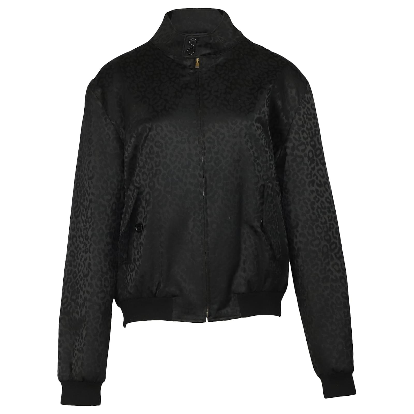 Saint Laurent Leopard Print Bomber Jacket in Black Cotton ref.499069 ...