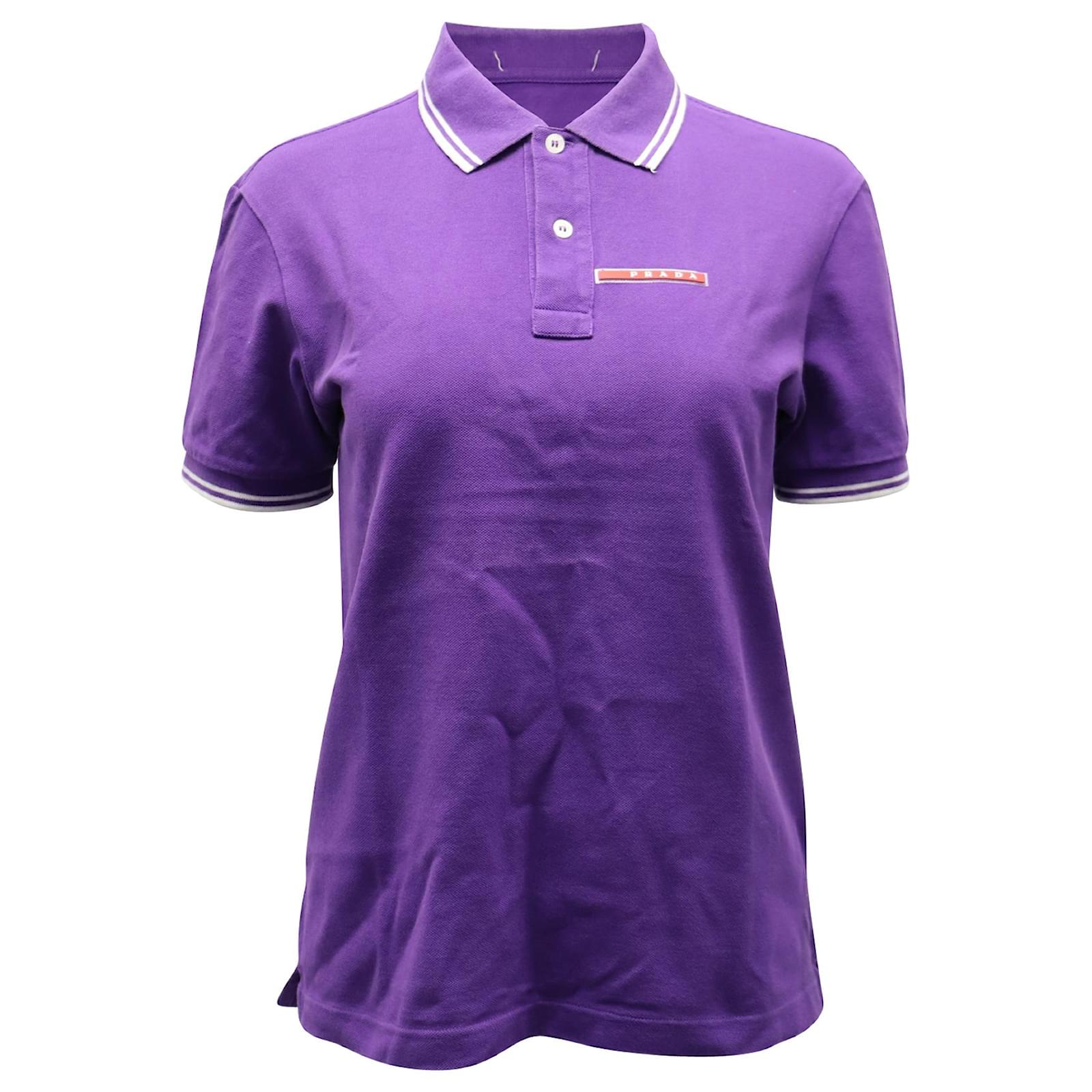 Prada Short-Sleeve Polo Shirt in Purple Cotton  - Joli Closet