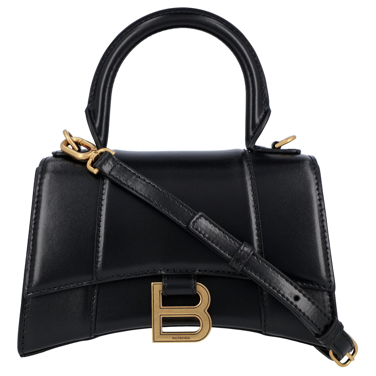 Balenciaga Women Hourglass Xs Bag In Black Embossed Calfskin Leather ...