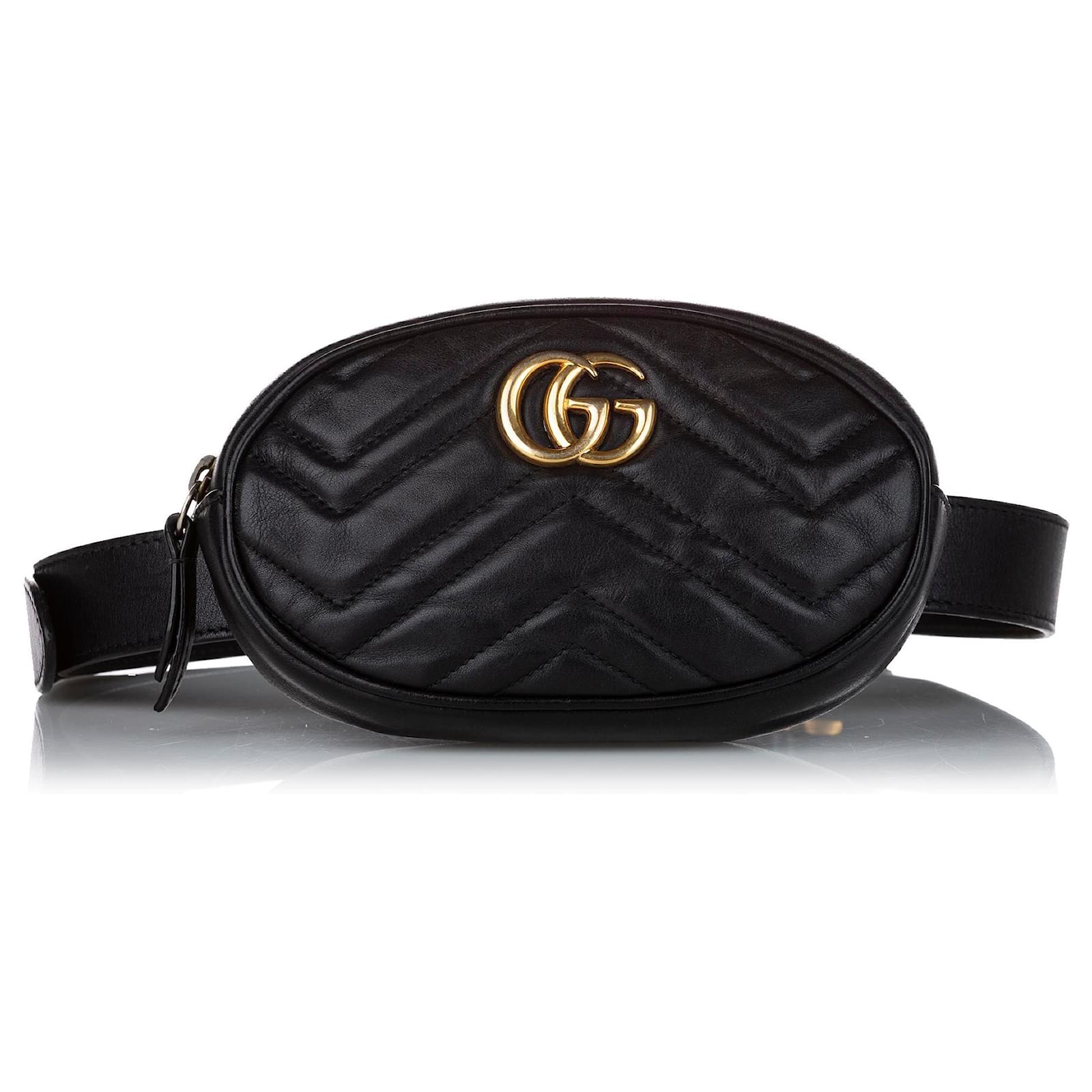 Gucci Black GG Marmont Matelasse Leather Belt Bag Pony-style