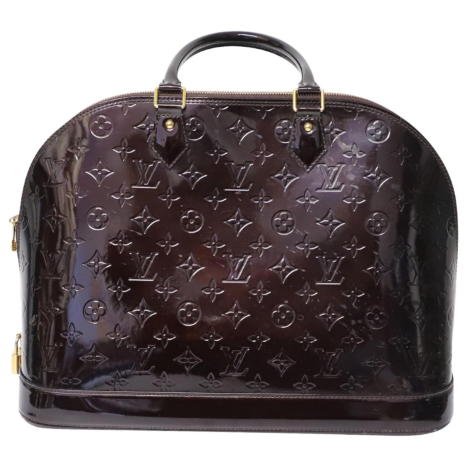 Louis Vuitton Alma MM Bag in Burgundy Patent Leather Dark red ref