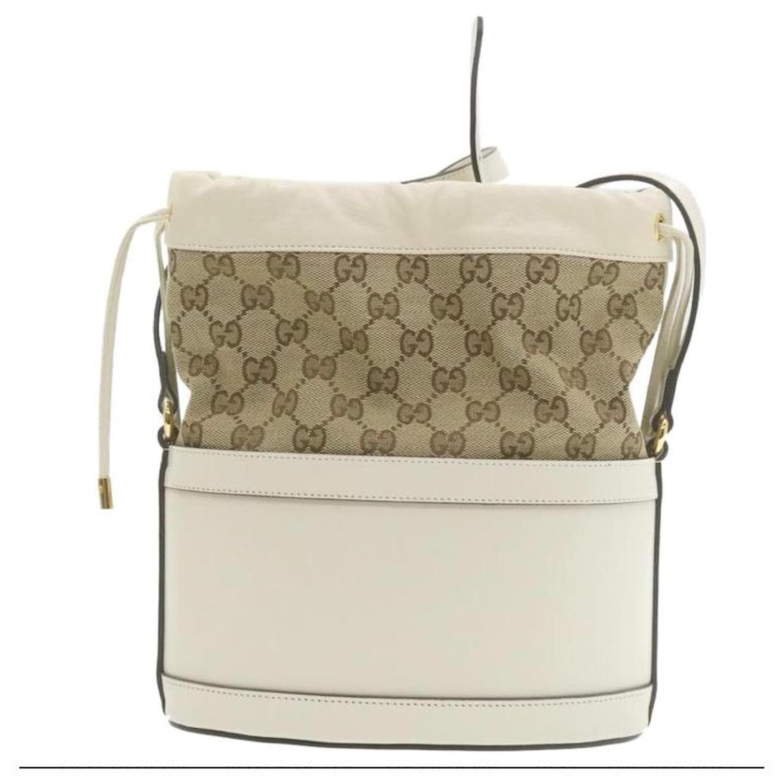 Gucci Beige & White 'Gucci 1955' Horsebit Shoulder Bag for Women