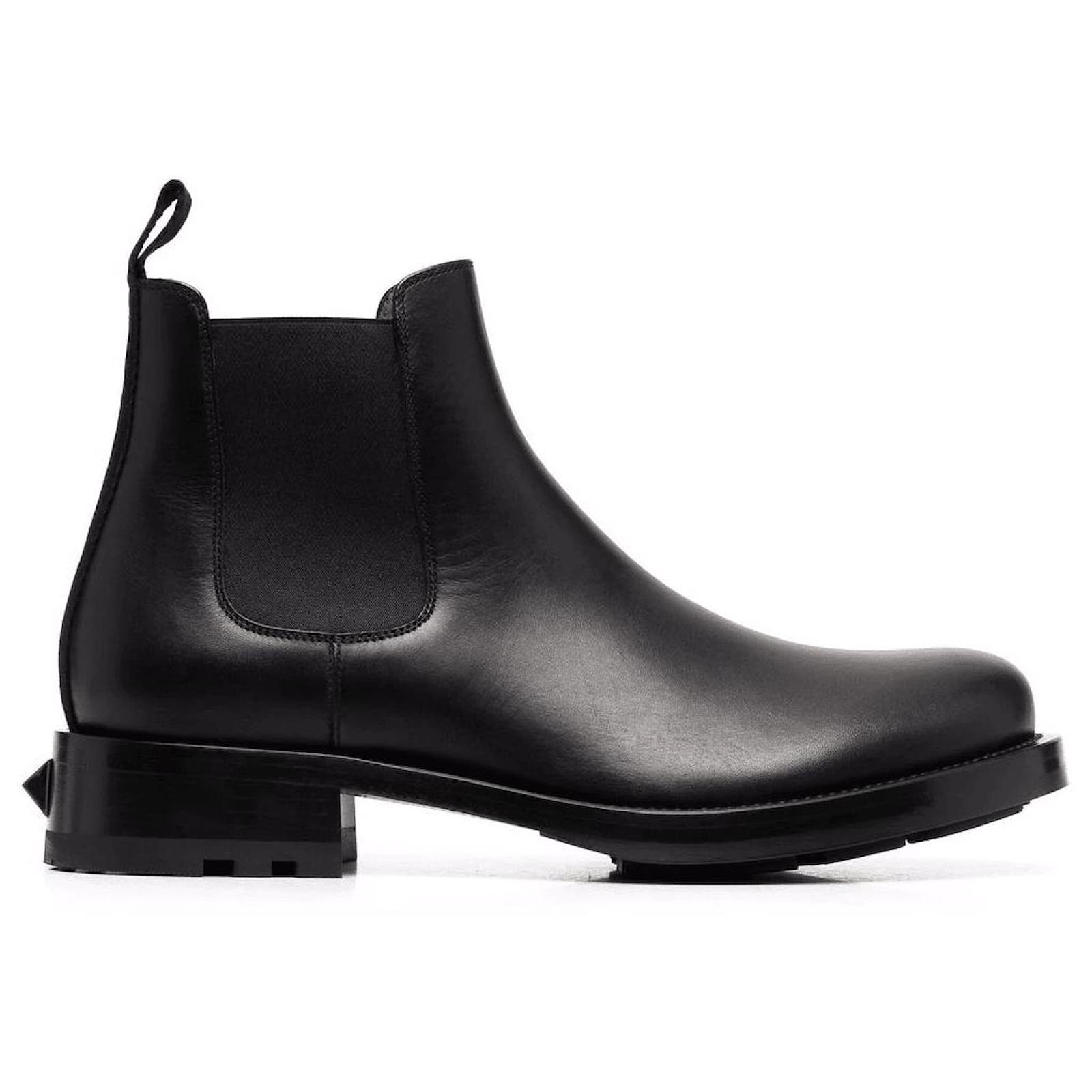 Valentino - Roman Stud ankle boots Black Leather ref.500025 - Joli Closet