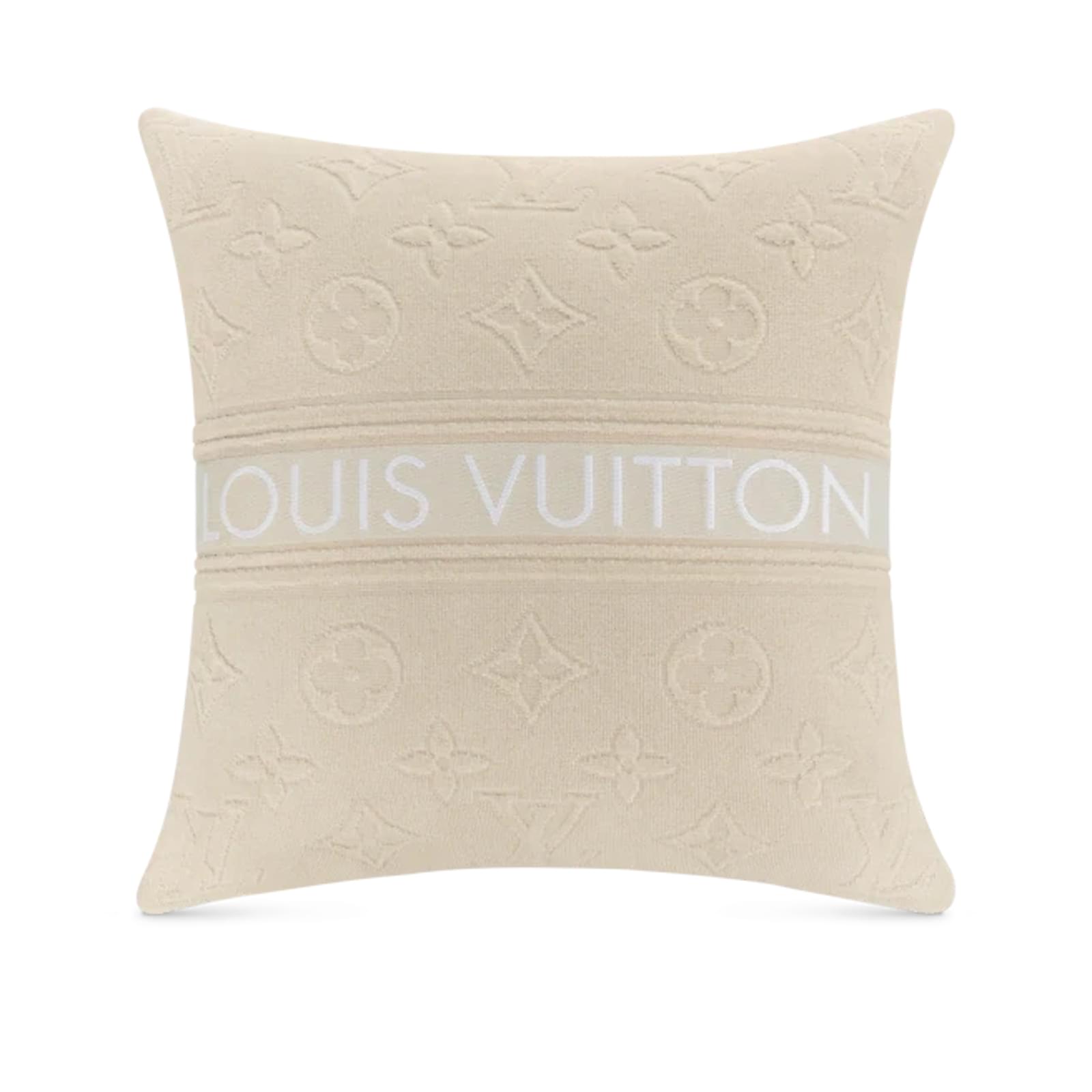 LOUIS VUITTON pillow / coussin LVACATION Beige Cotton ref.500100