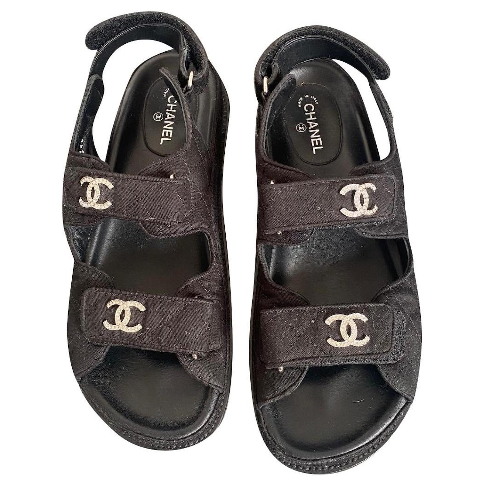 Cloth sandal Chanel Black size 40 EU in Cloth - 34441044