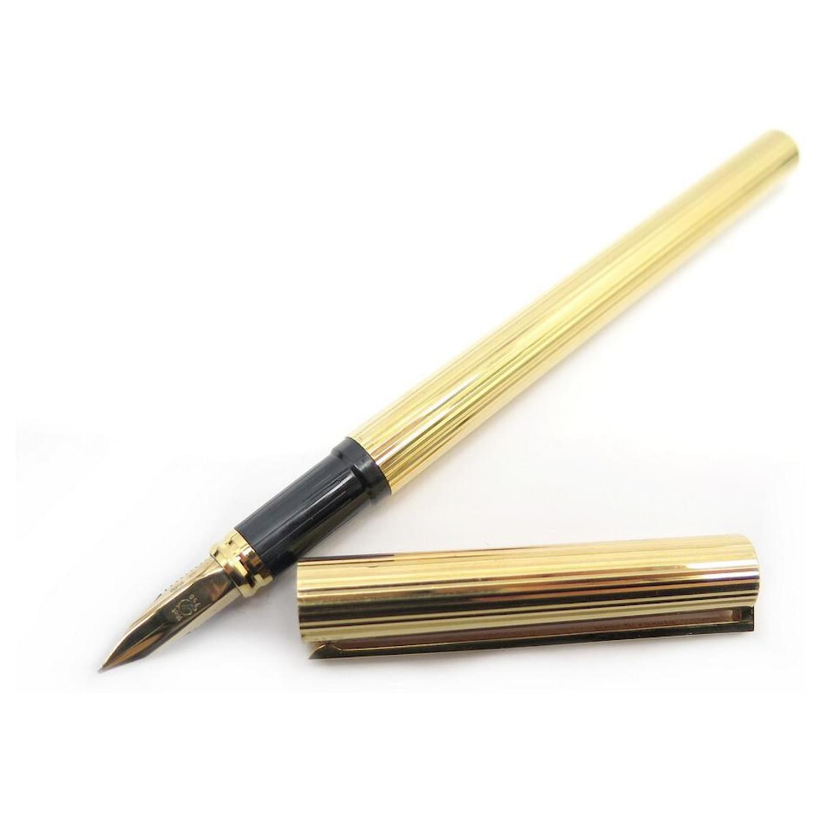 S.T. Dupont Classic Gold Plated Silver Vermeil Ballpoint Pen Black Clip  Paris