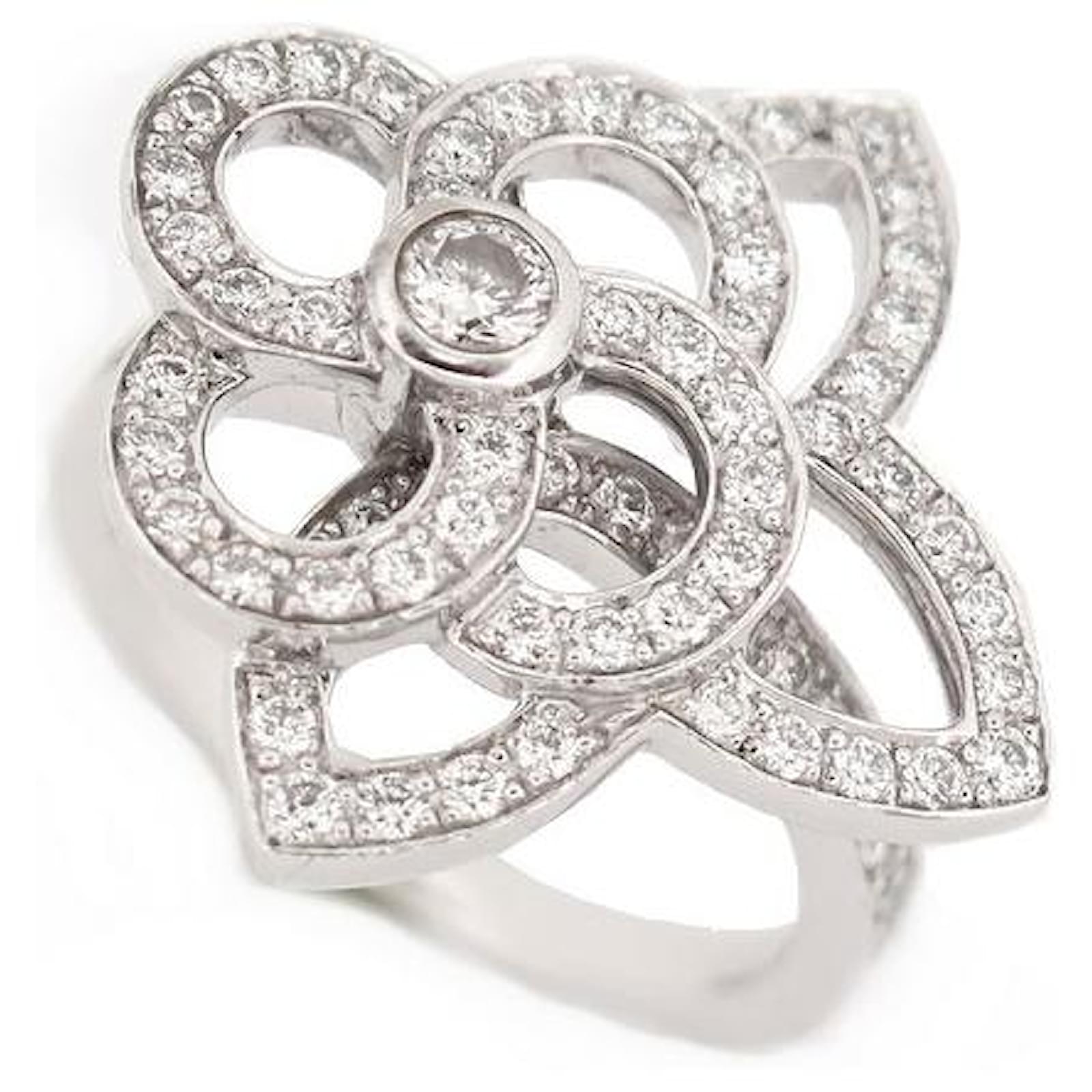 LOUIS VUITTON LES ARDENTES FLOWER RING 51 WHITE GOLD 18K AND