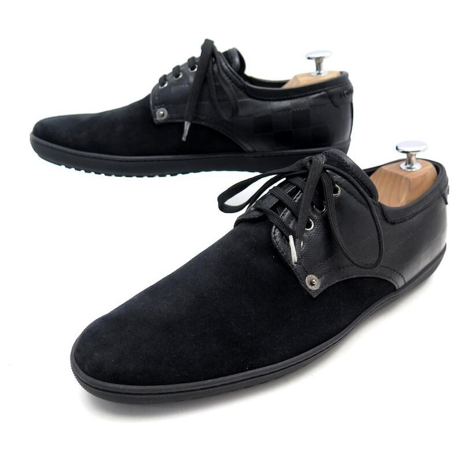 LOUIS VUITTON Mens Black Leather Derby Lace-Up Shoes - Size EU 41