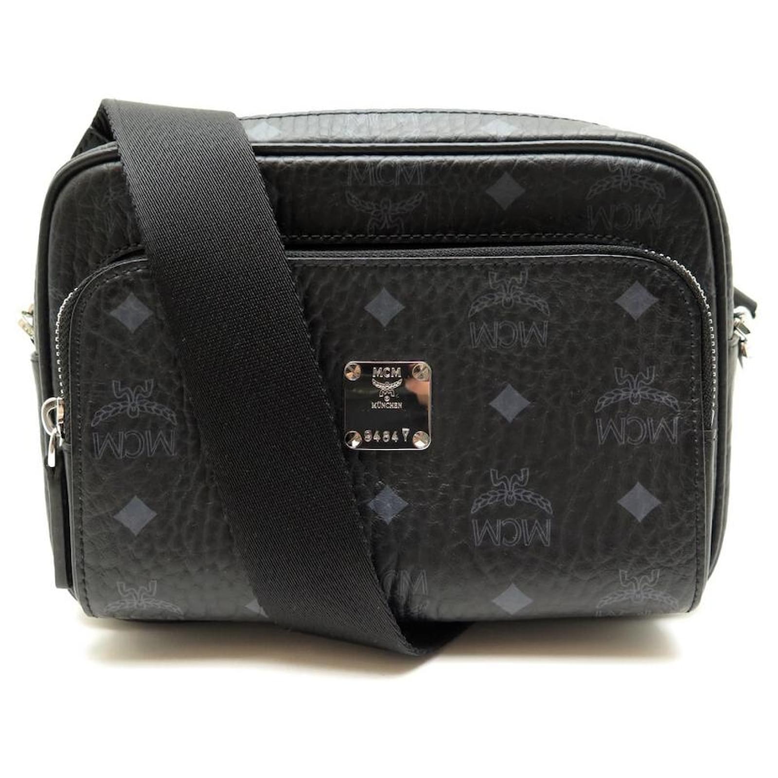 MCM Aren Small Leather Crossbody in Gray