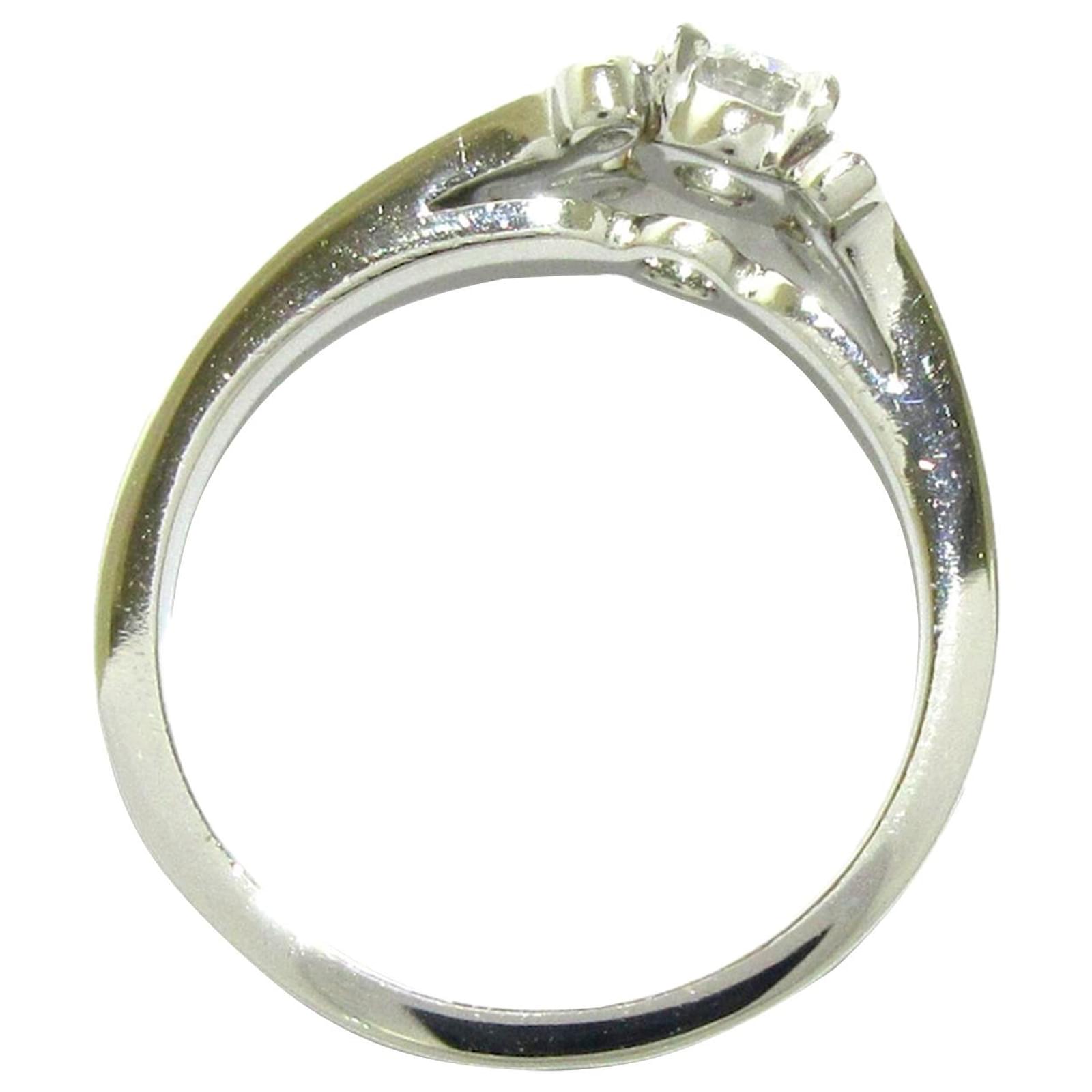 Anello solitario in platino e platino con diamanti Cartier Argento Metallo  Diamante ref.501294 - Joli Closet