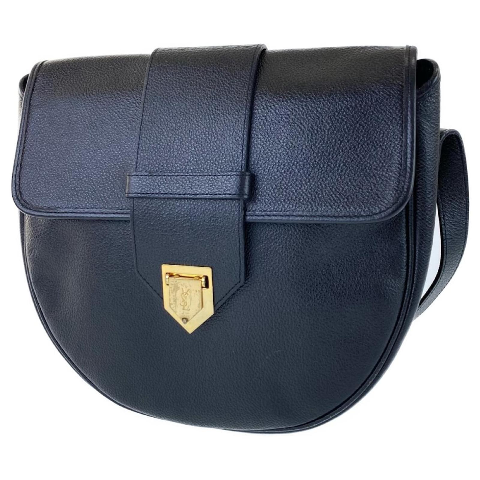Used Yves Saint Laurent YSL Logo Metal Fittings Leather Diagonal Mini  Shoulder Bag Pochette Black ref503169  Joli Closet