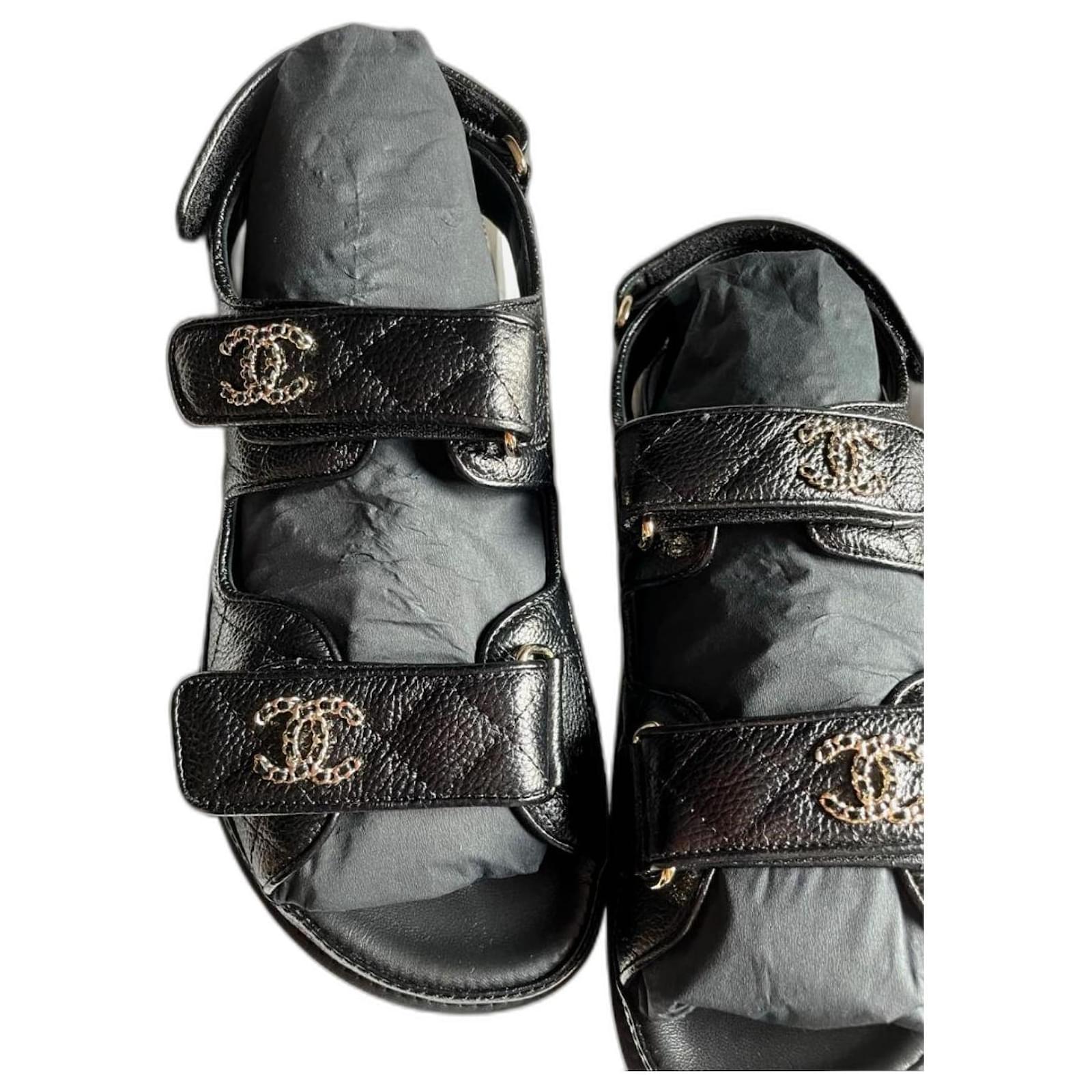 Chanel Dad Sandals EU37 Black Leather ref.501323 - Joli Closet