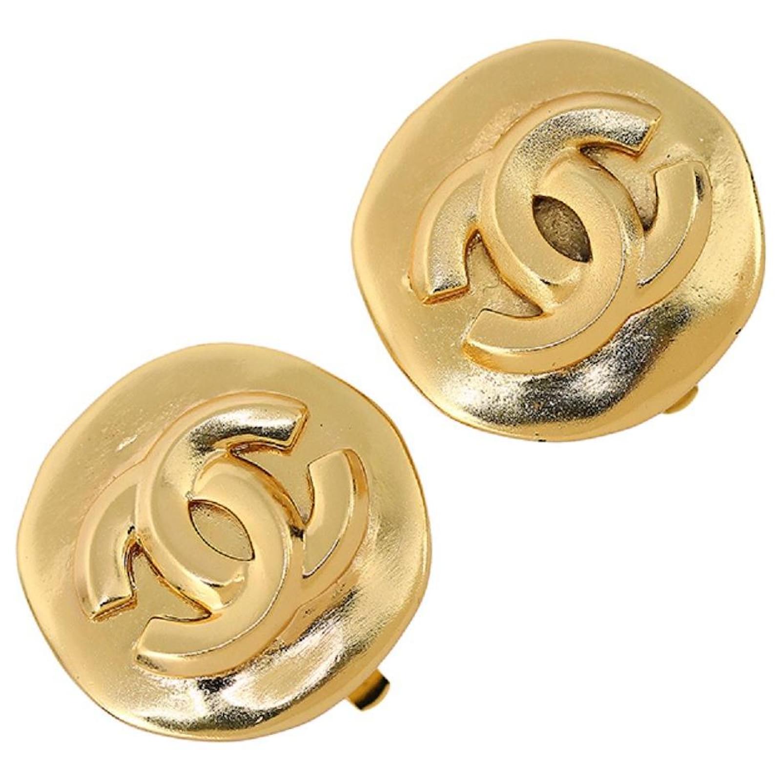 Used] Chanel CC Mark Earrings Gold Plated GP Accessories Earrings