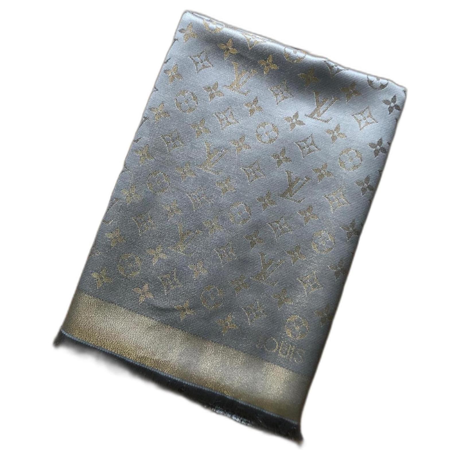 Louis Vuitton Monogram Shine Shawl Tan Silk