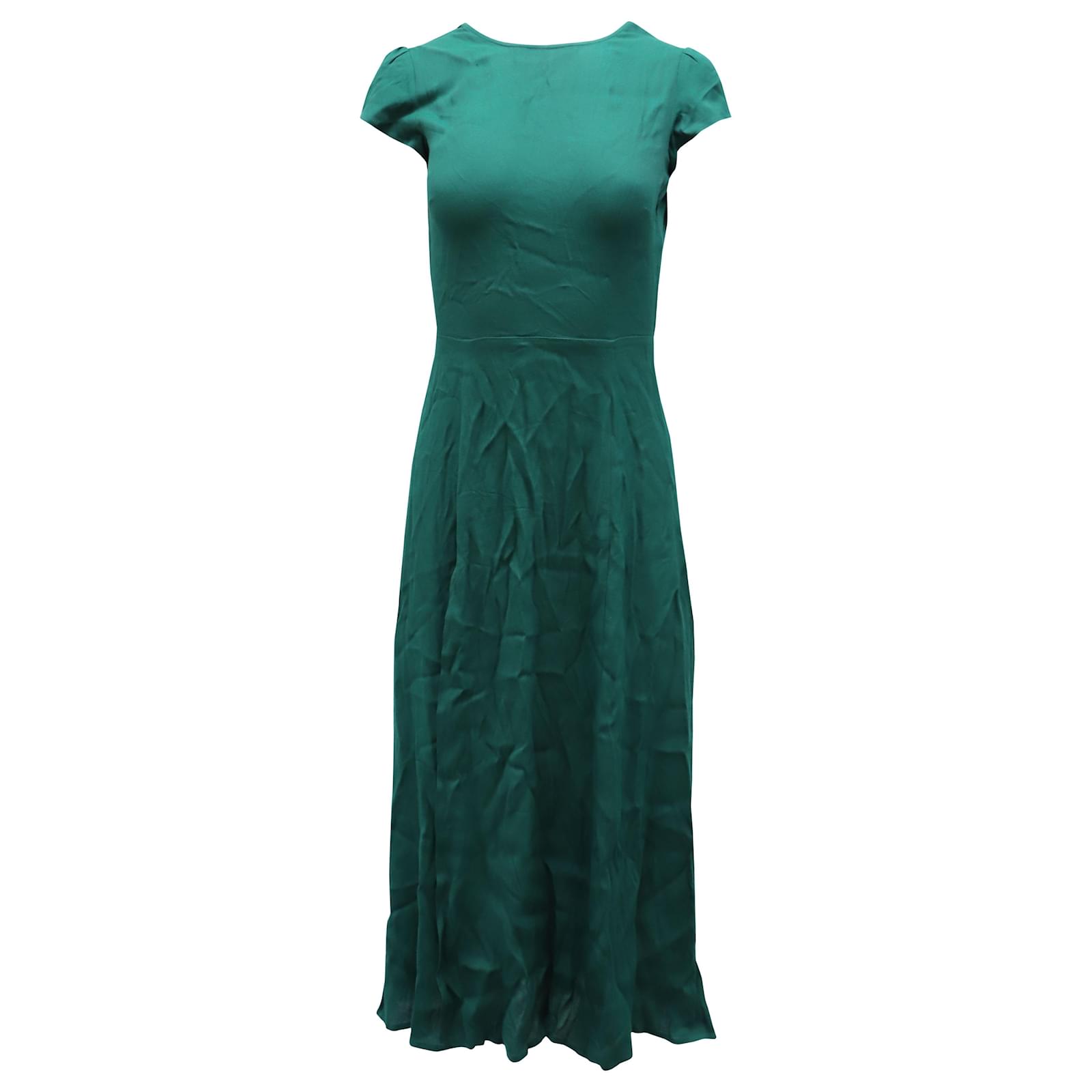 Reformation Gavin Midi Dress in Green Viscose ref.502215 - Joli Closet