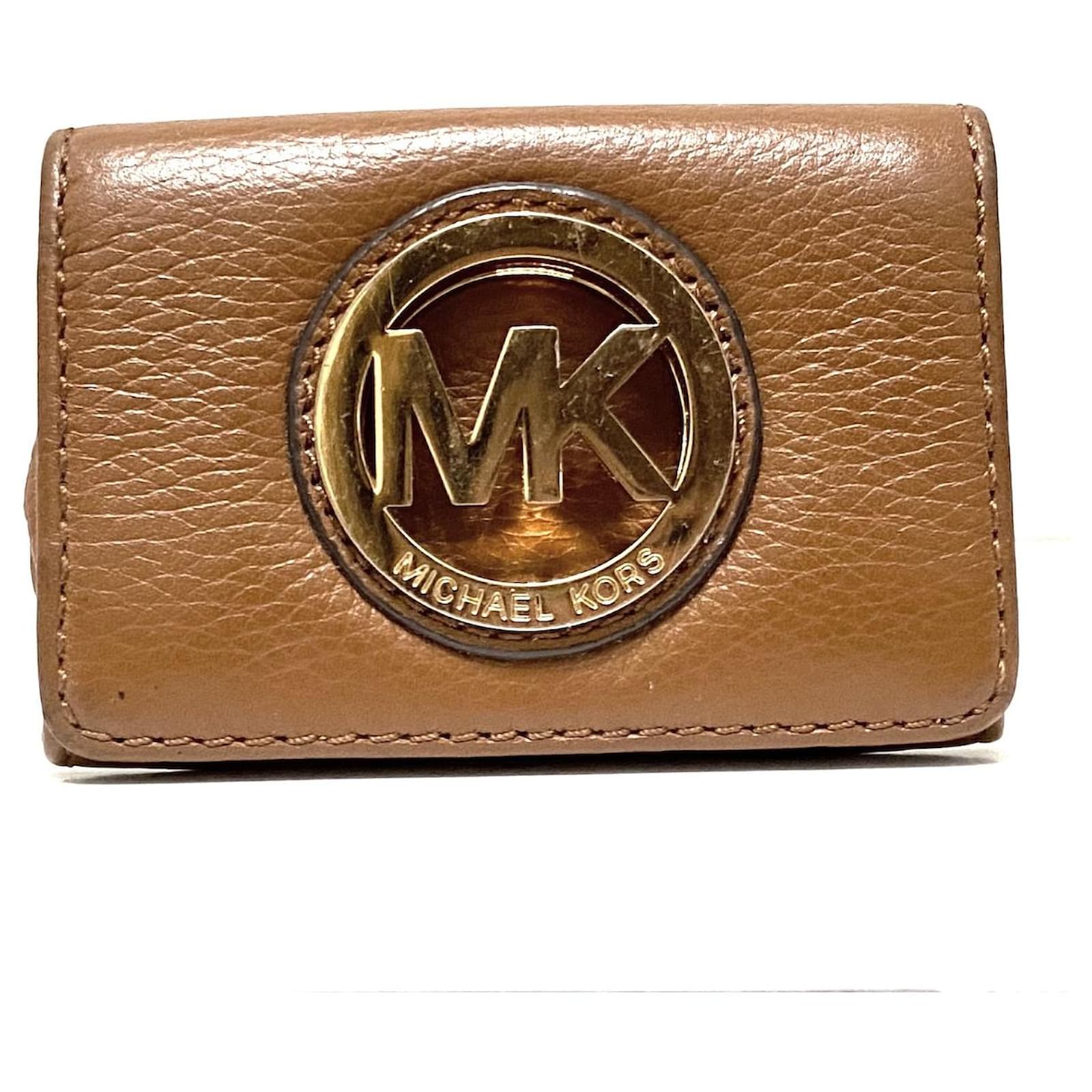 michael kors brown and gold wallet