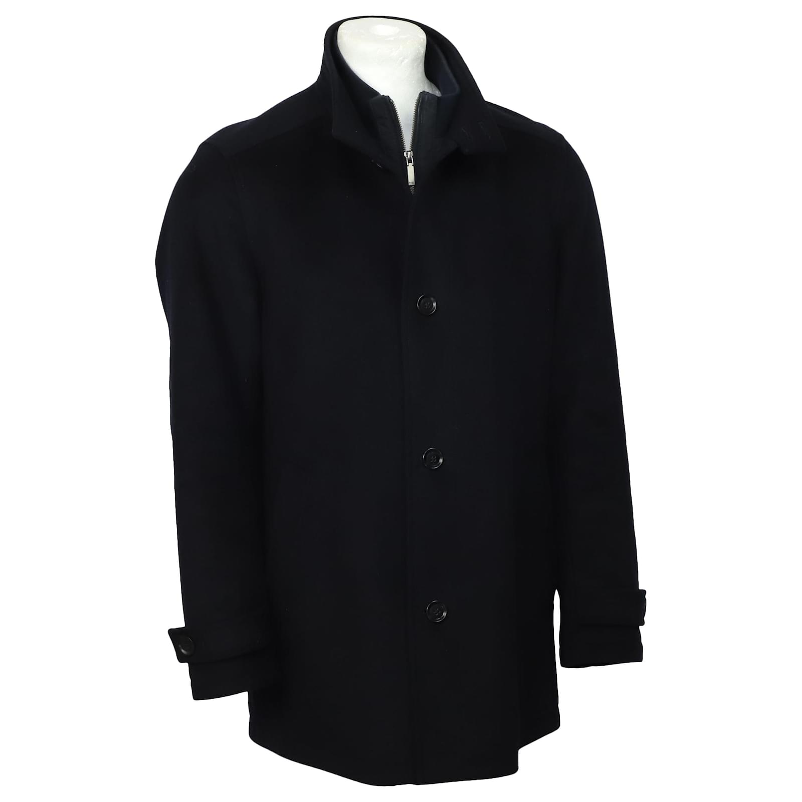 hugo boss navy trench coat