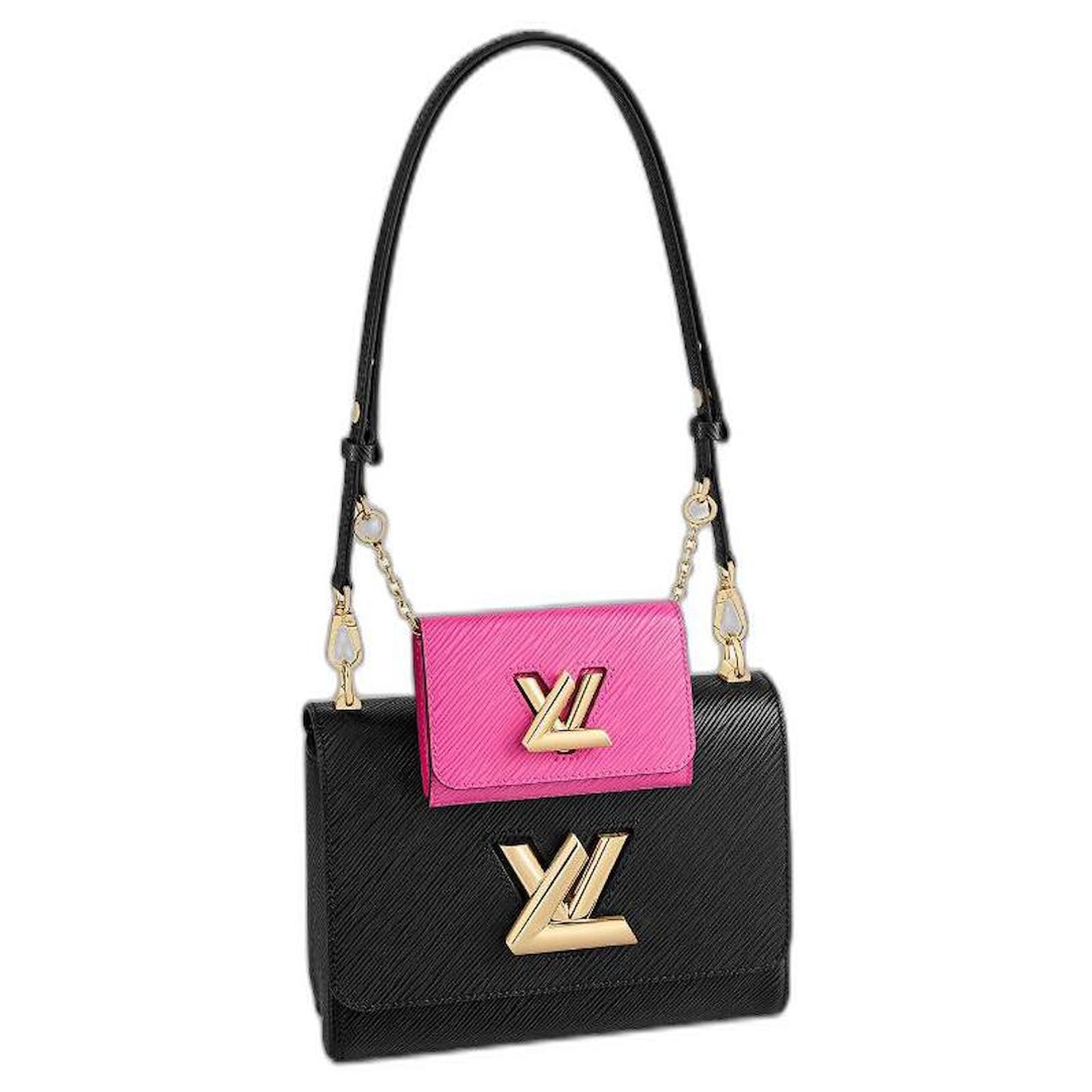 Louis Vuitton LV Twist bag Fuchsia black MM Leather ref.504086
