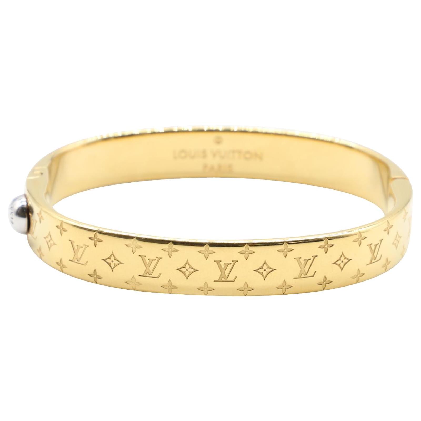 Bracciale louis vuitton bangle cuff lv monogram in oro giallo e