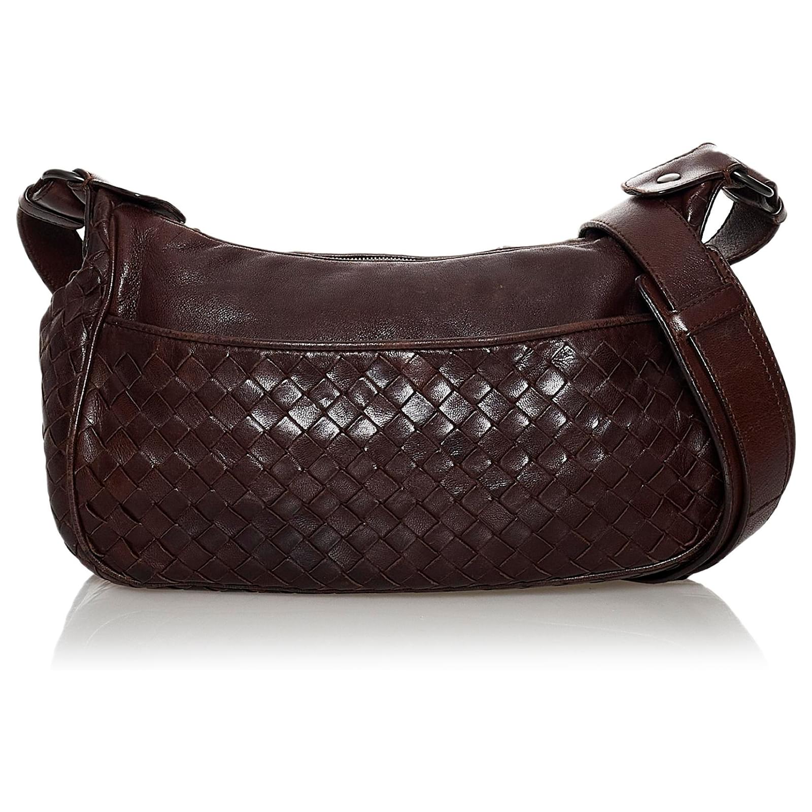 Bottega Veneta Brown Intrecciato Leather Crossbody Bag Dark brown  Pony-style calfskin ref.212995 - Joli Closet