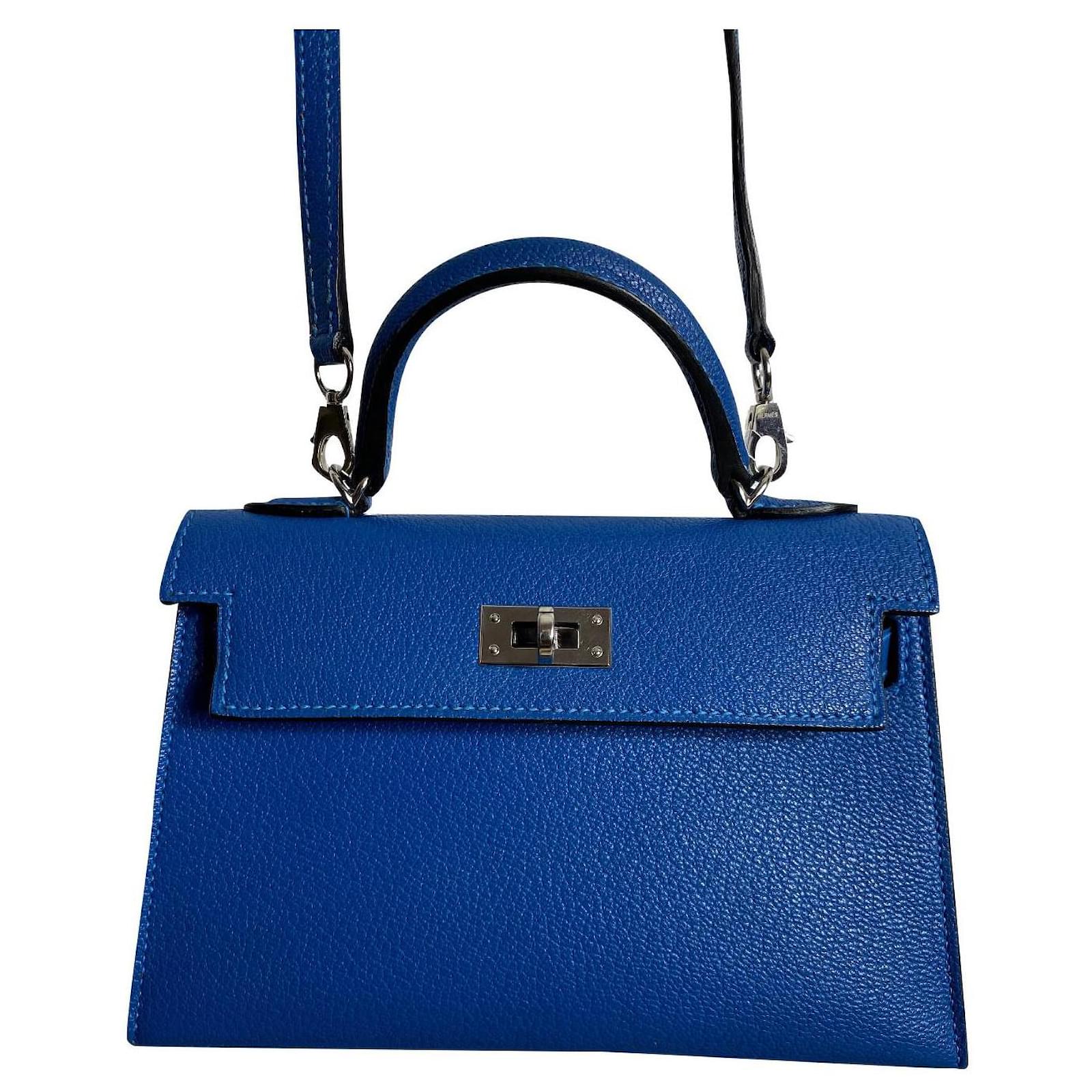 Hermès Bag Kelly II Sellier Mini Mysore Goatskin Blue ref.504747 - Joli ...