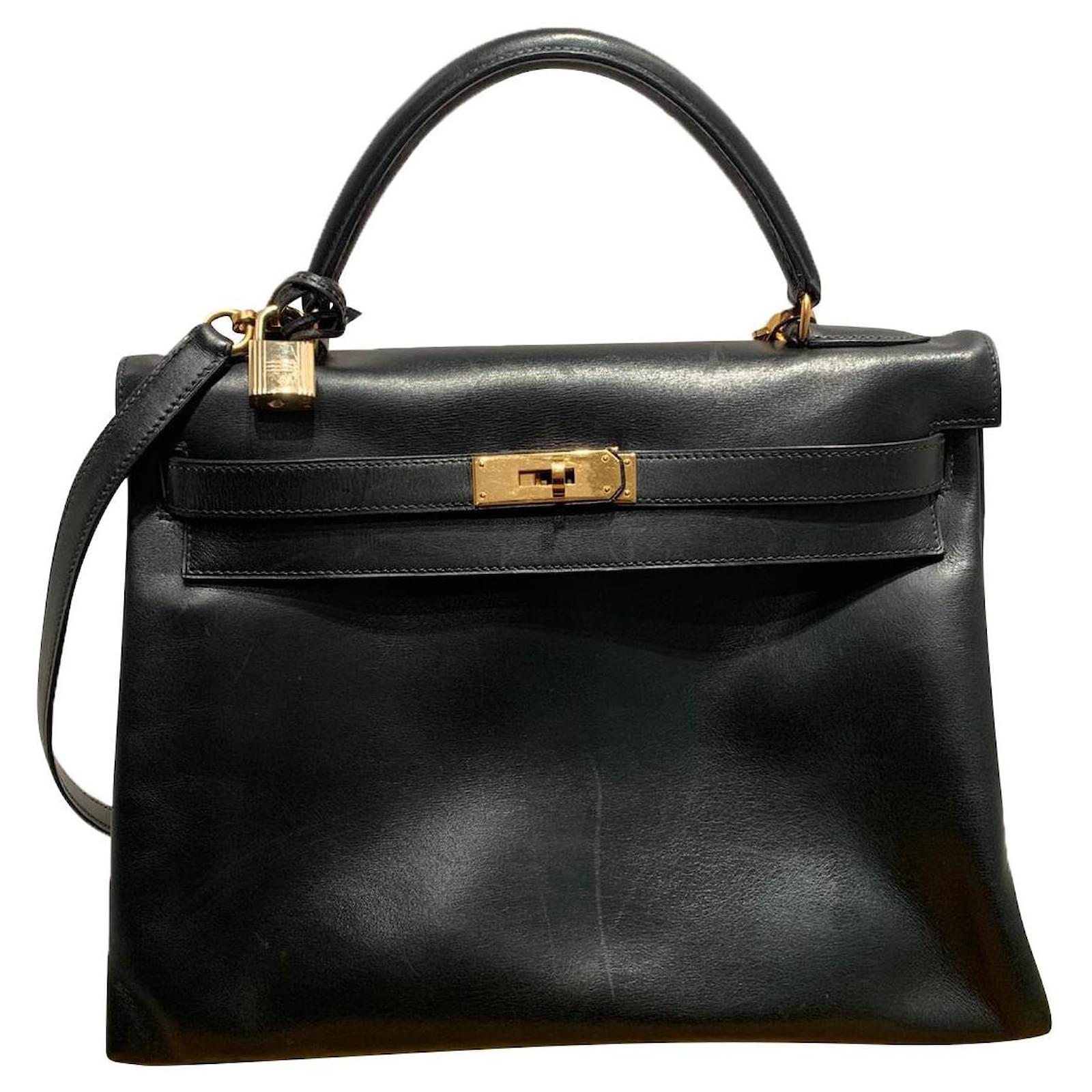 Hermès Kelly 30 Black Gold hardware Leather ref.504907 - Joli Closet