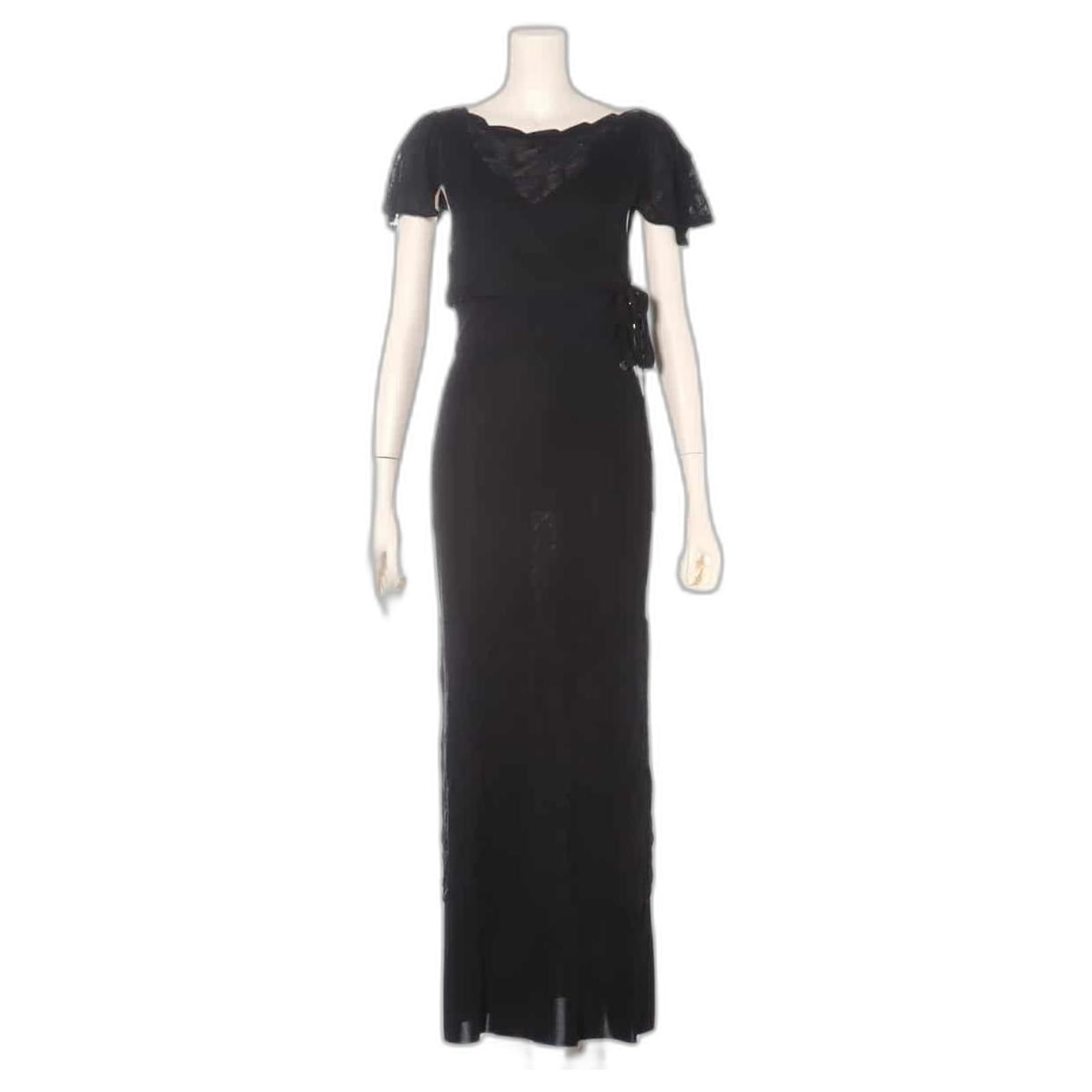 Used] CHANEL P40 Cotton x Rayon Dress 36 Ladies Black ref.504985