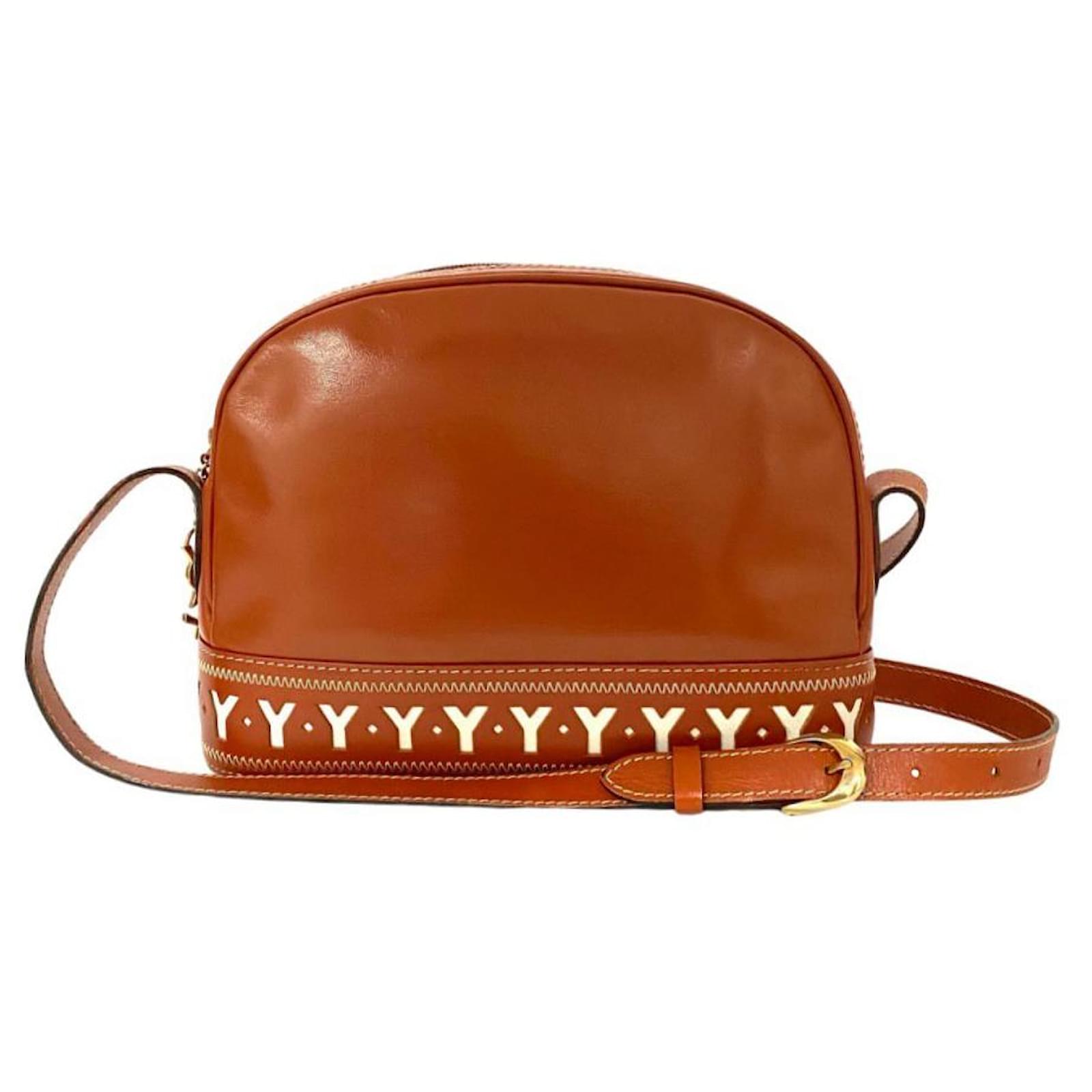 Used] YVES SAINT LAURENT Vintage YSL Diagonal White Brown Leather Shoulder  Bag Pochette ref.551648 - Joli Closet