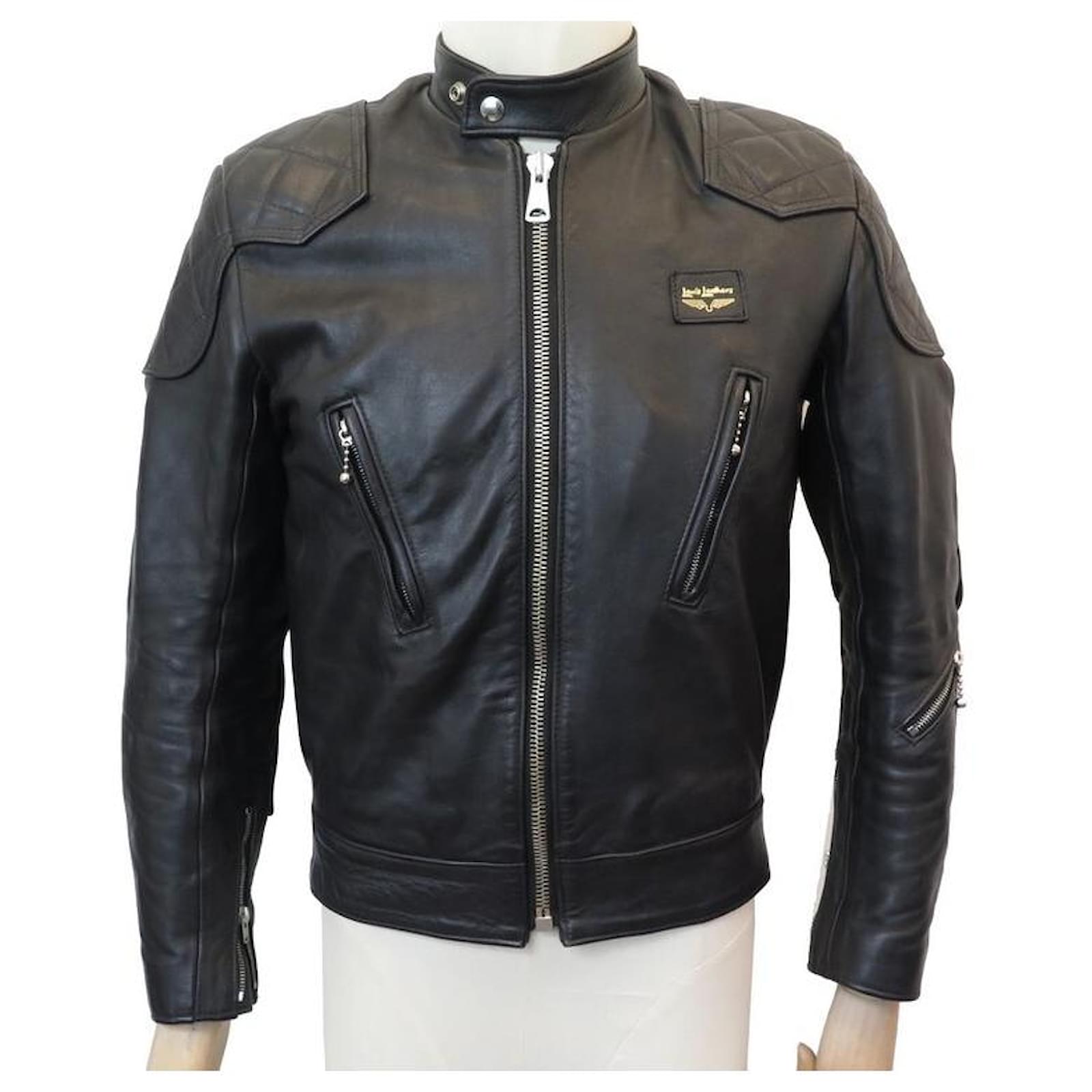 PANTALON CUIR VINTAGE Louis homme 52 droit cafe-racer cheville zip rider moto EUR 37,61