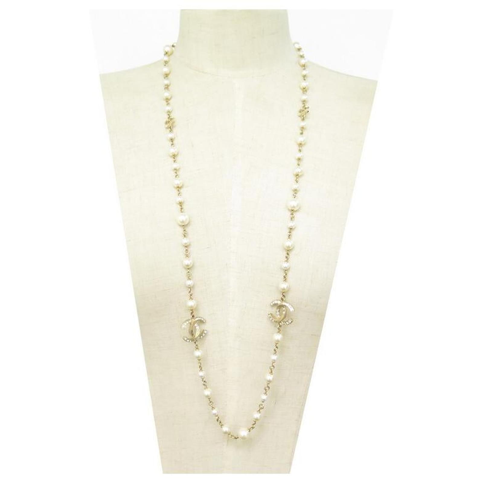 JW637 CC Long Necklace in 2023  Long necklace, Glass pearls, White crystal