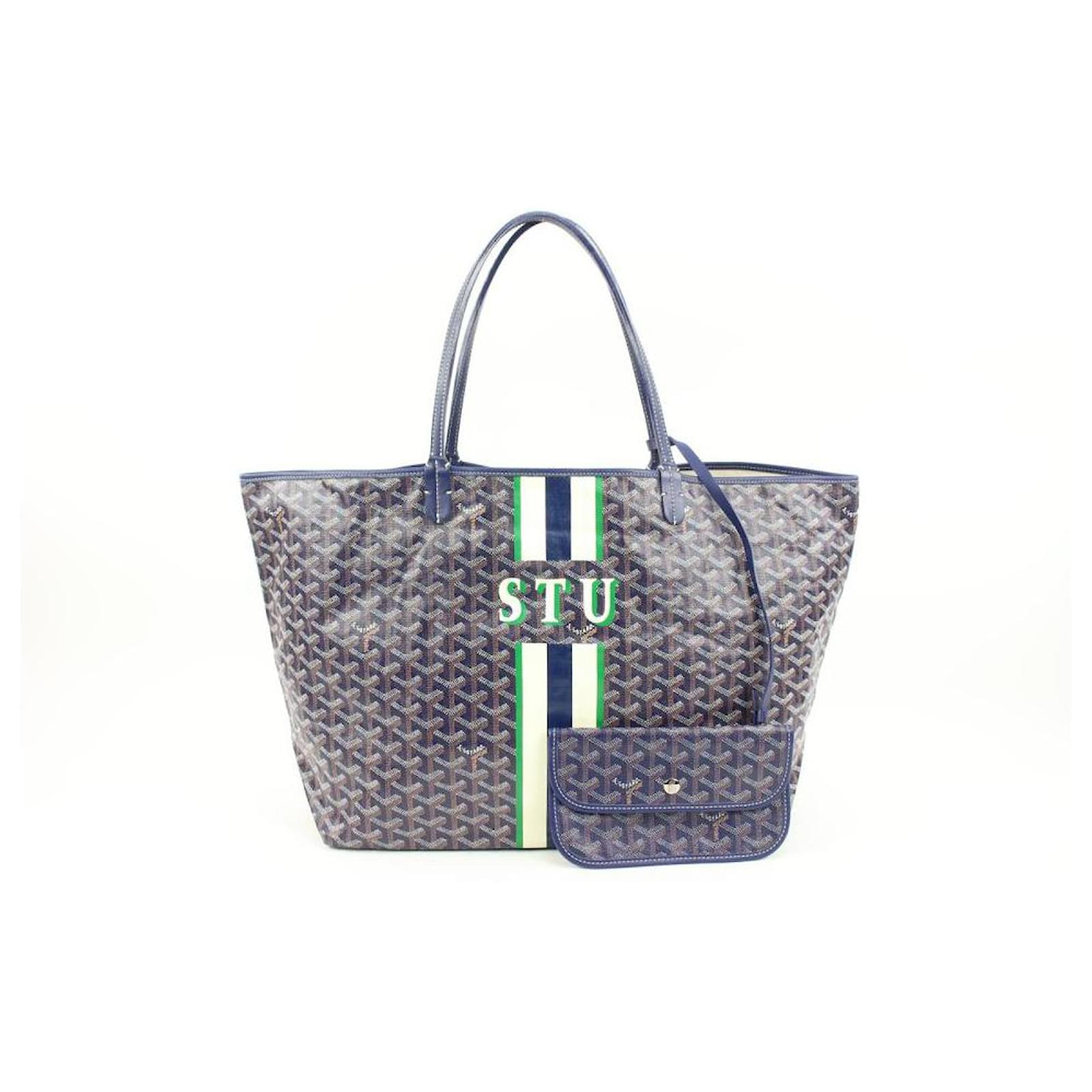 Goyard Bolso tote azul marino a rayas Chevron St Louis PM con estuche Cuero  ref.505913 - Joli Closet