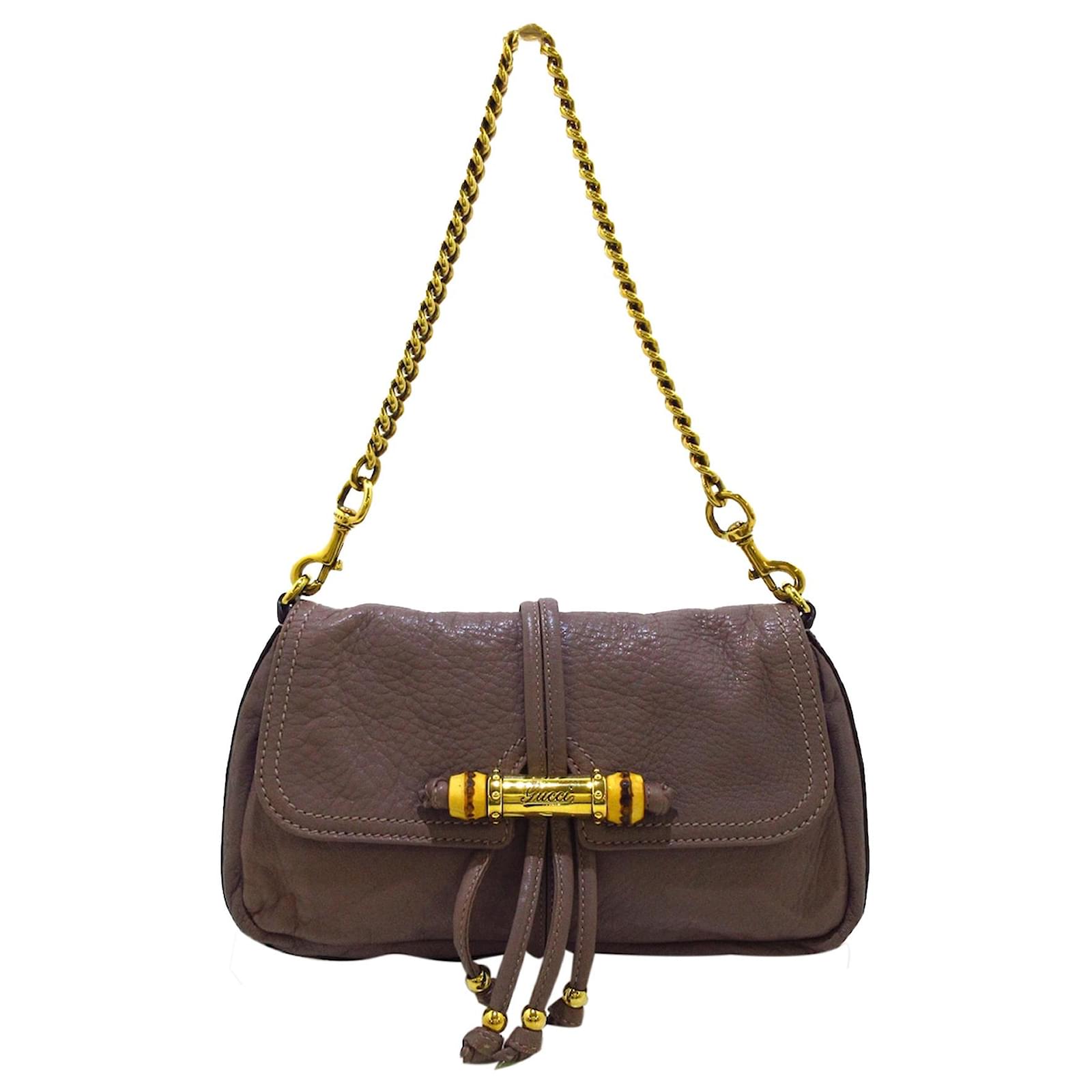 Gucci Bamboo Croisette Chain Shoulder Bag - Purple Shoulder Bags