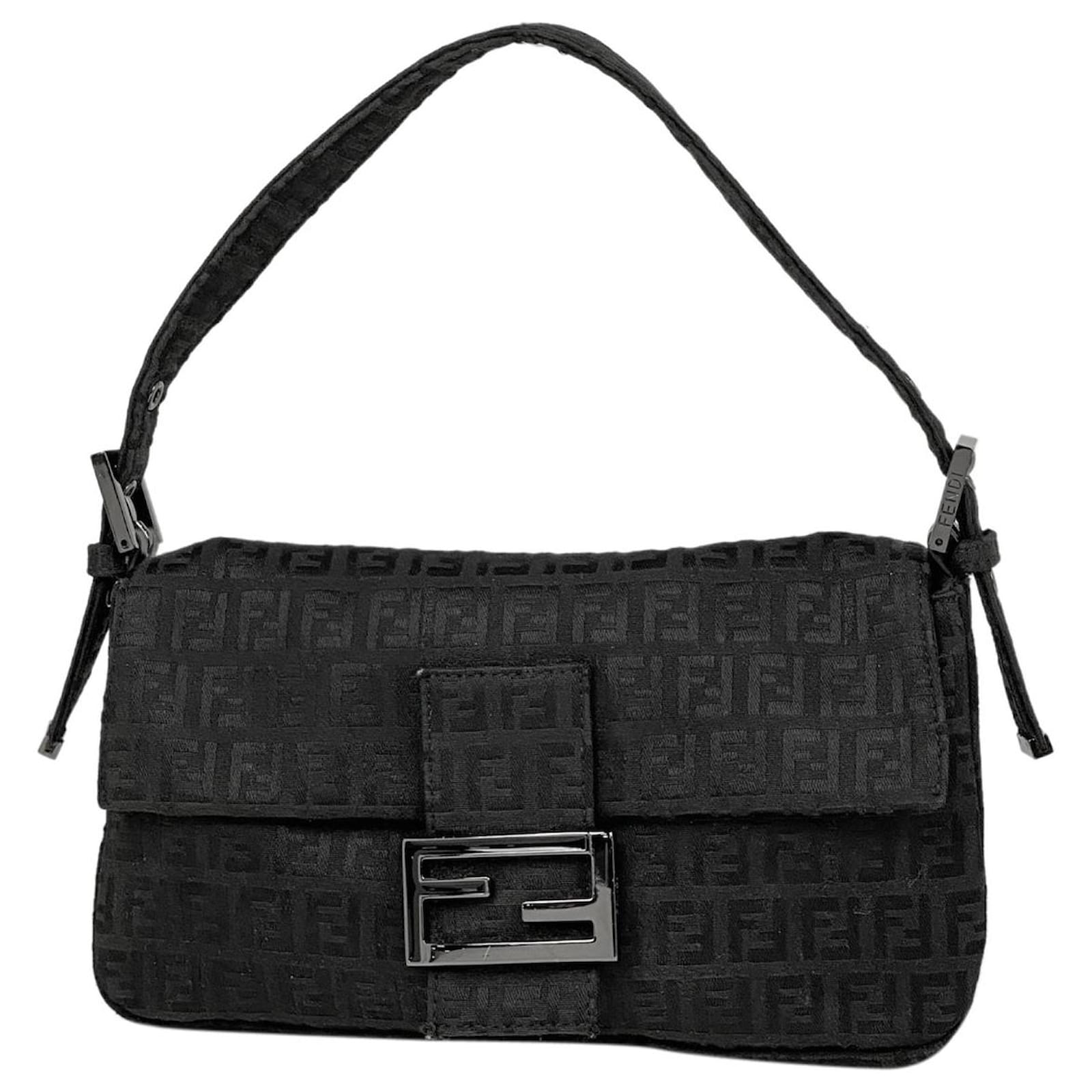 [Used] FENDI FENDI Zucchino pattern Mamma bucket logo handbag Black ...