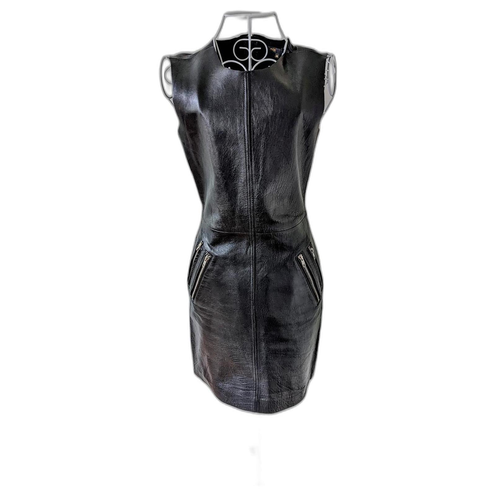 maje leather dress