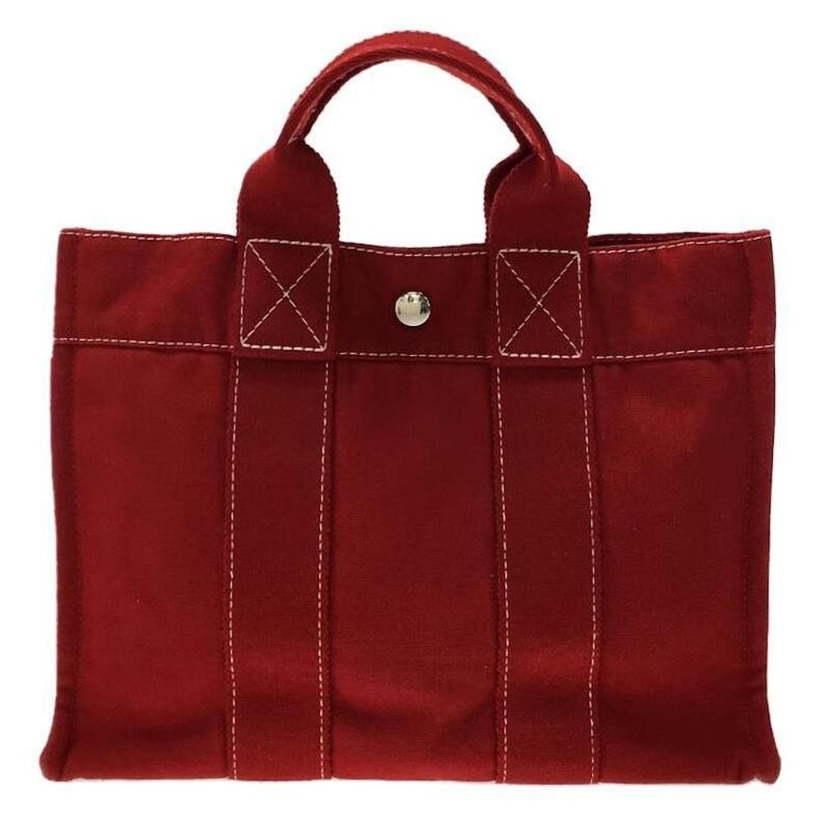 Hermès HERMES Handbag / canvas / RED / plain ref.506344 - Joli Closet