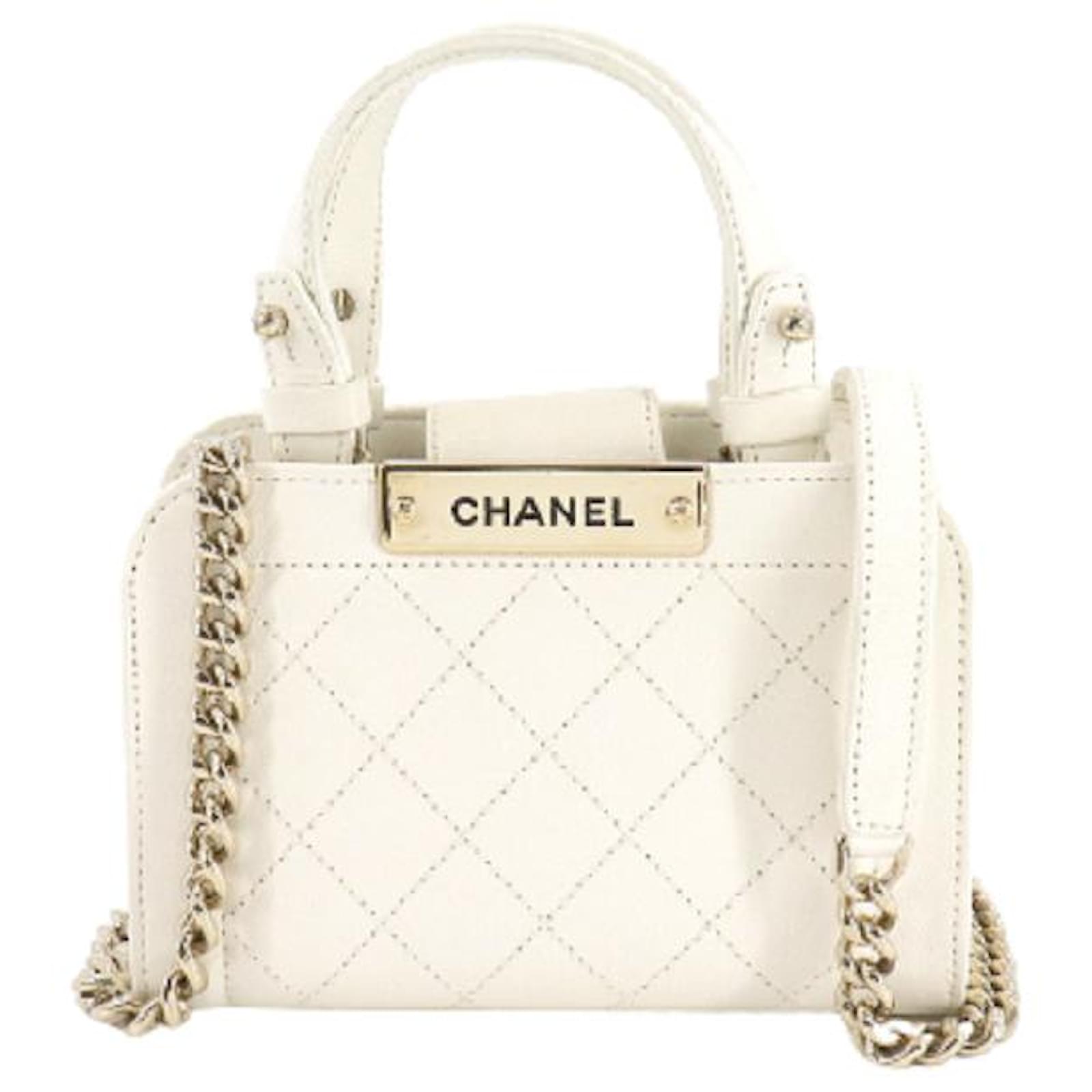Used] Chanel Small 2way Hand Chain Shoulder Bag Leather White Logo
