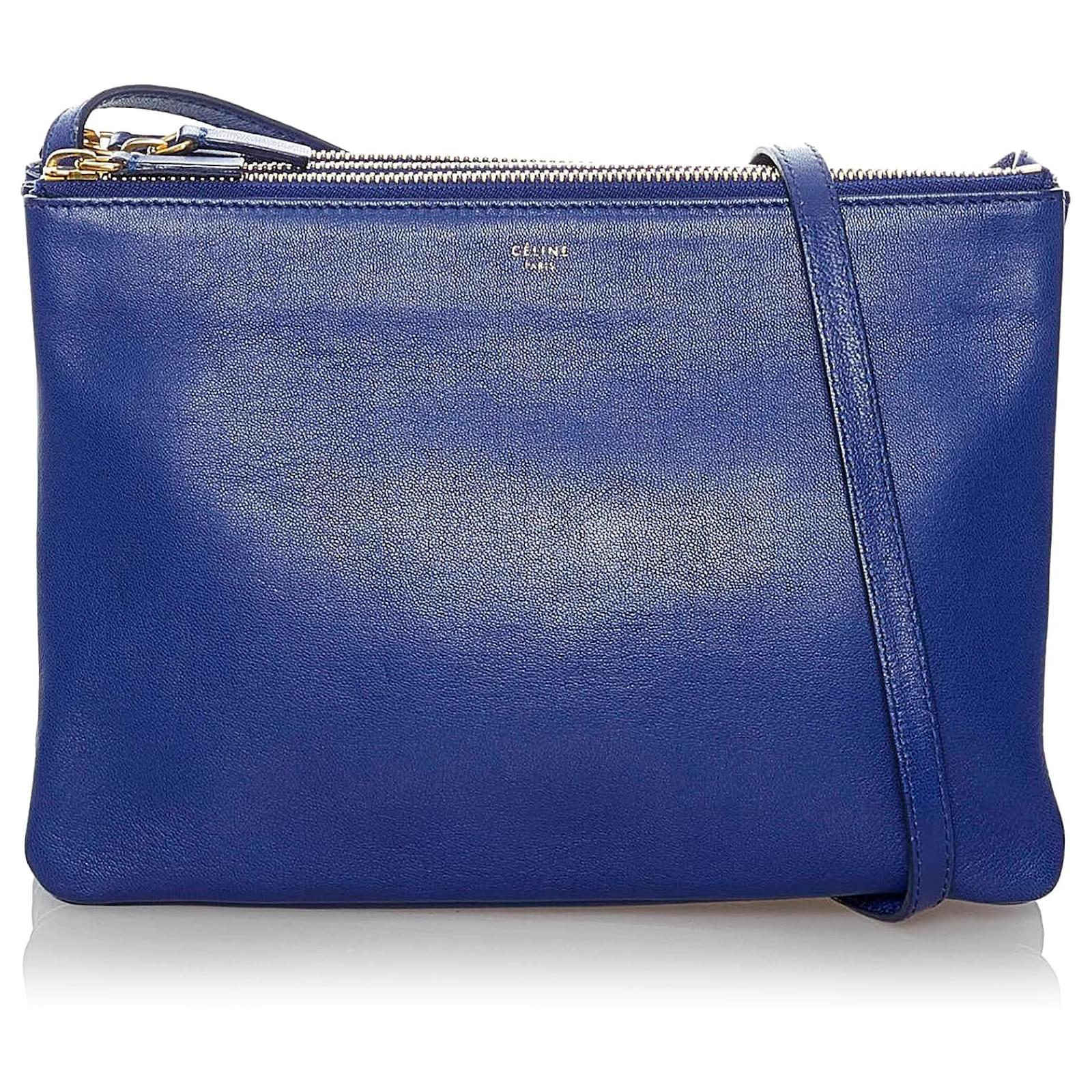 Céline Celine Blue Small Trio Crossbody Leather Pony-style