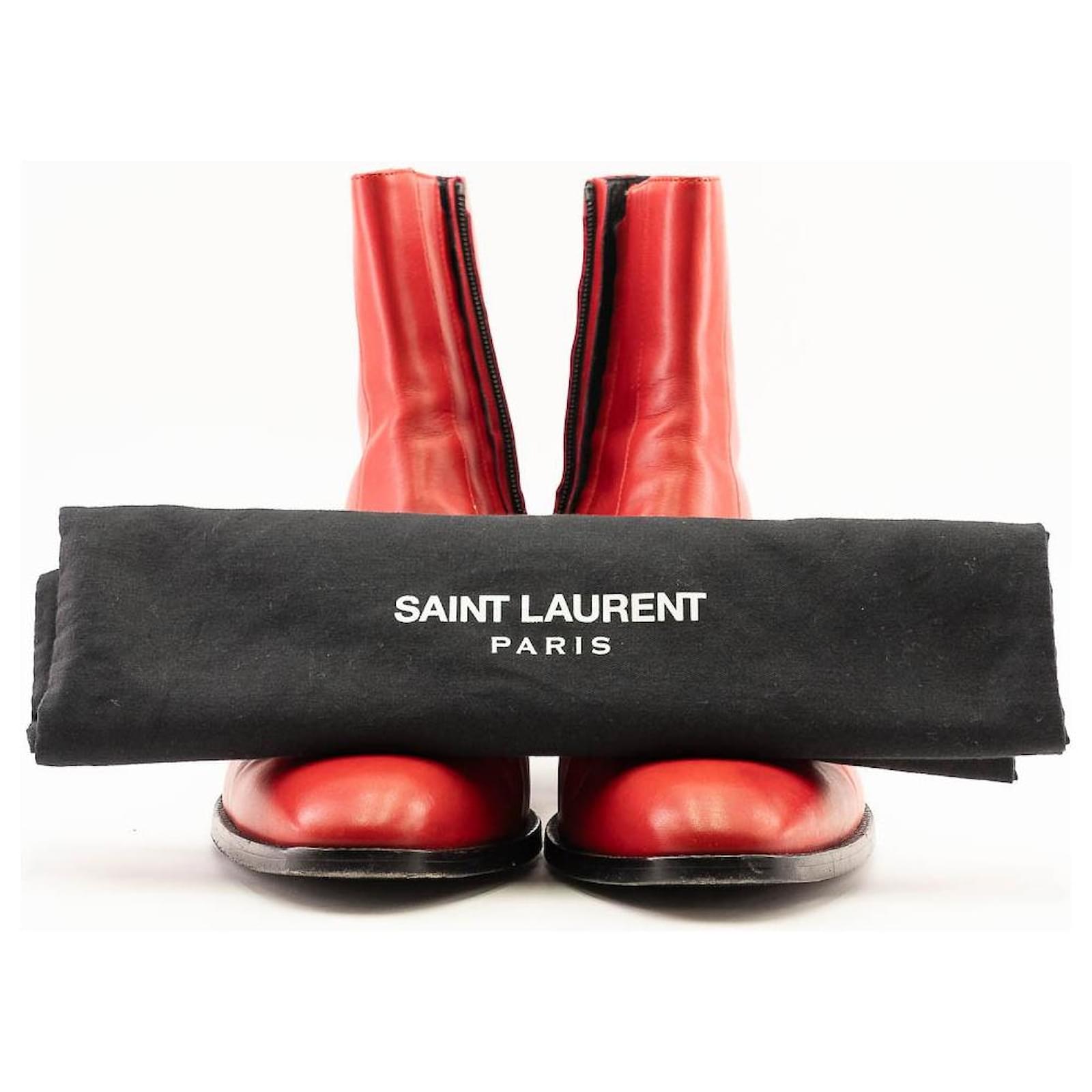 Saint laurent cheap red boots