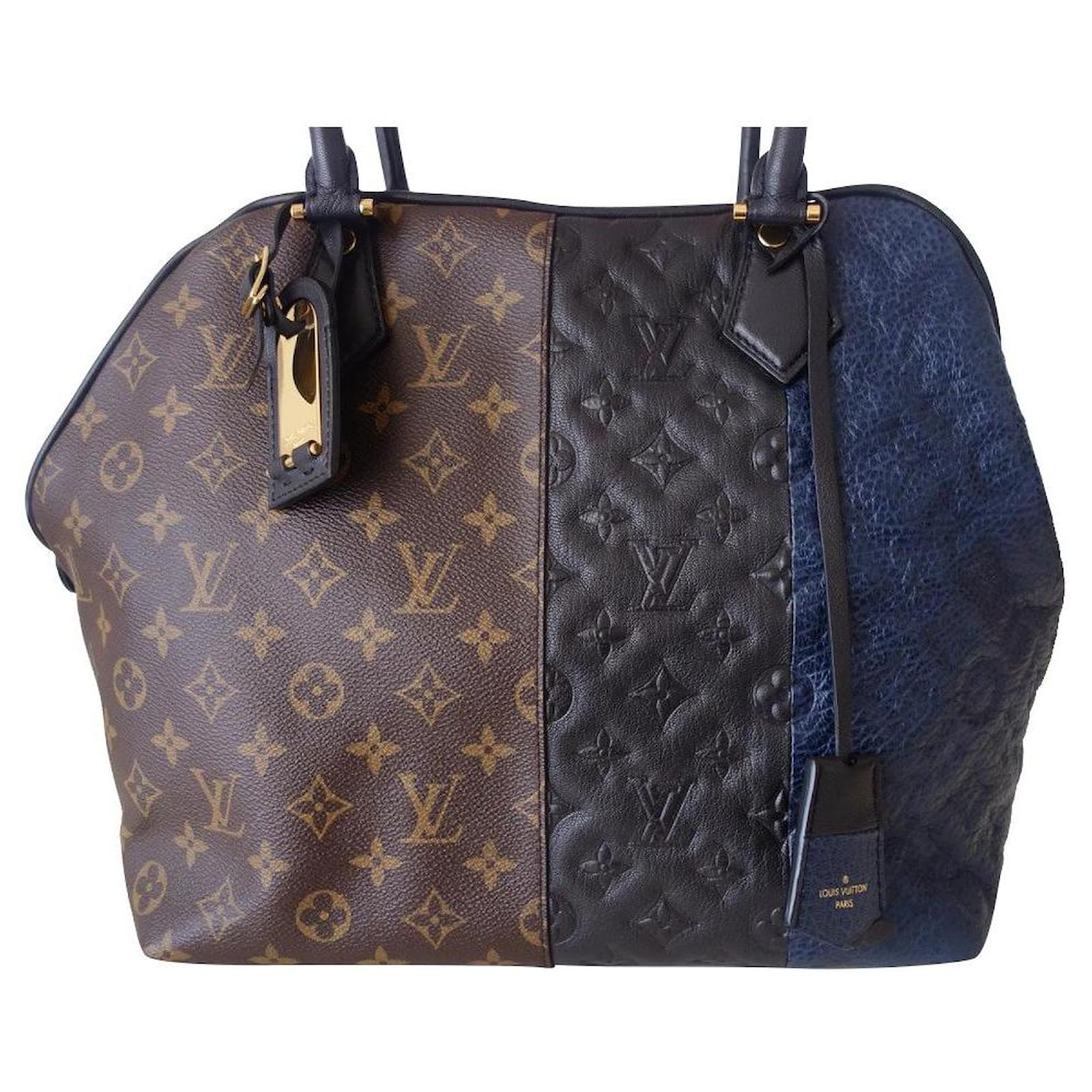 Louis Vuitton Vuitton Block bag Brown Black Blue Leather Cloth ref.507292 -  Joli Closet