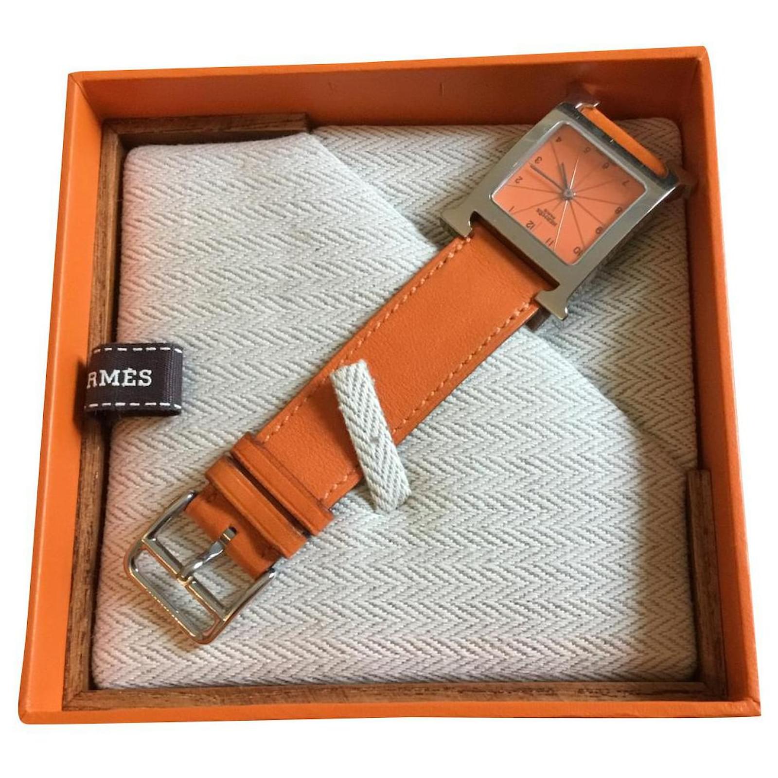 Hermès ZEIT H Orange Leder Stahl Joli Closet
