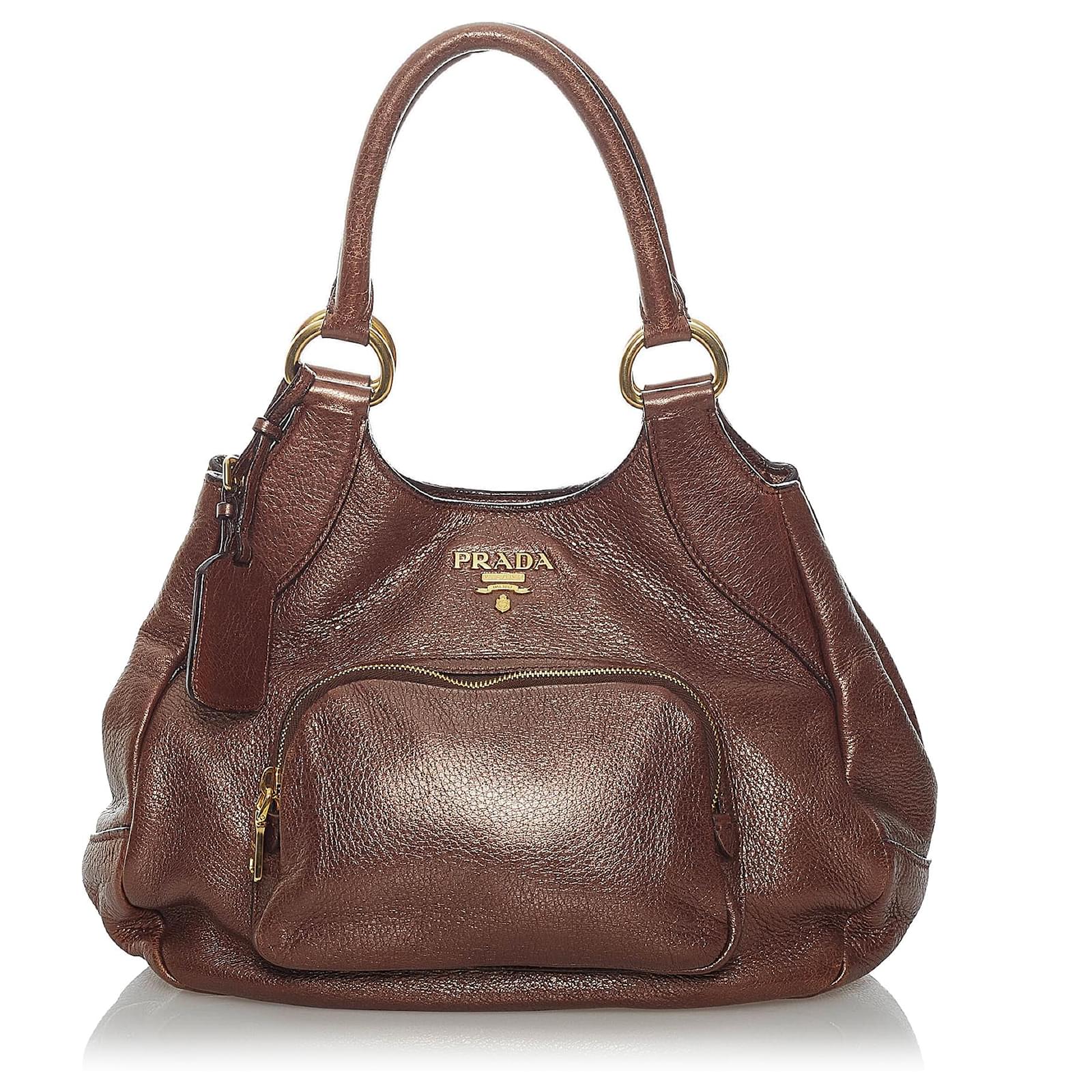 Prada Daino Leather Top Handle Hobo Bag