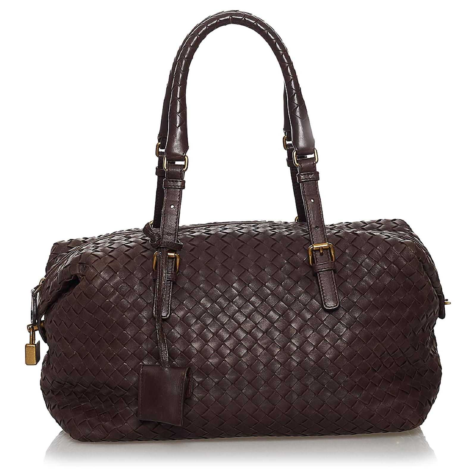 Bottega Veneta Black Intrecciato Leather Boston Bag Pony