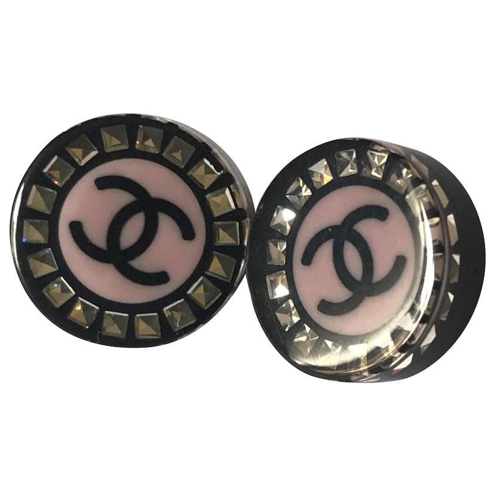 CHANEL, Jewelry, Chanel Pink Resin Cc Earrings