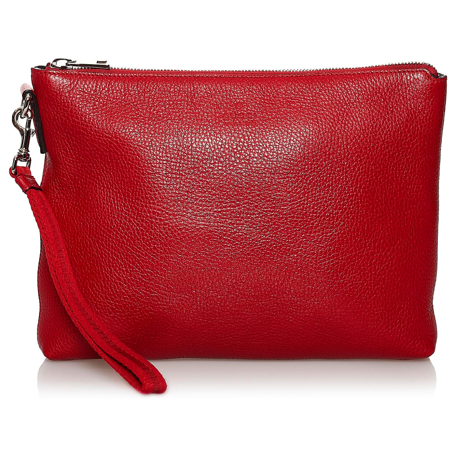 gucci red leather clutch