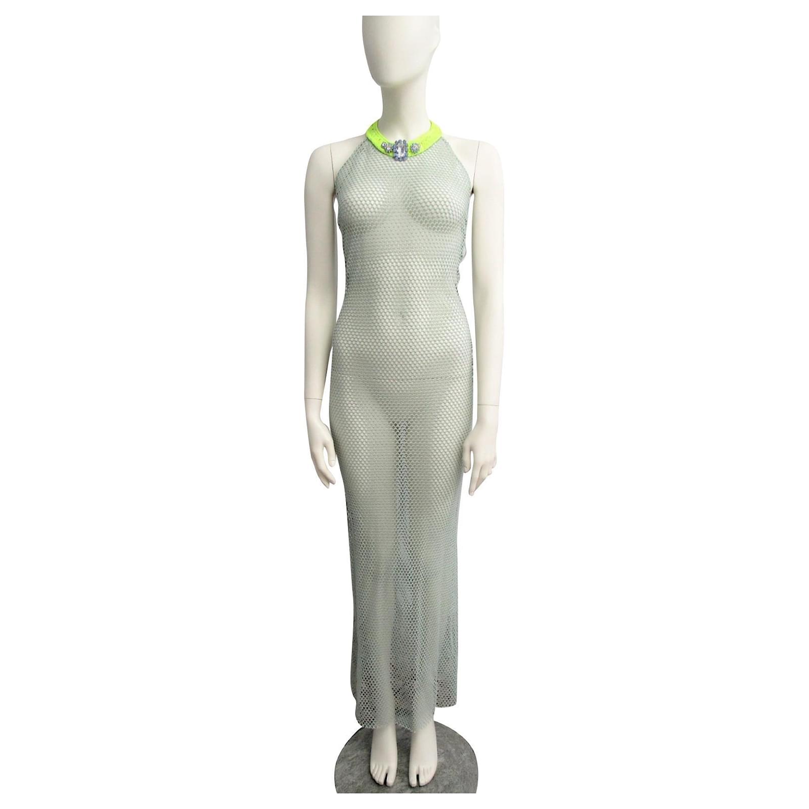 Pinko Fishnet cover-up dress Light green Cotton ref.JC508169 (Sold) - Joli Closet Pinko Fishnet cover-up dress Light green Cotton ref.JC508169 (Sold) - Joli Closet